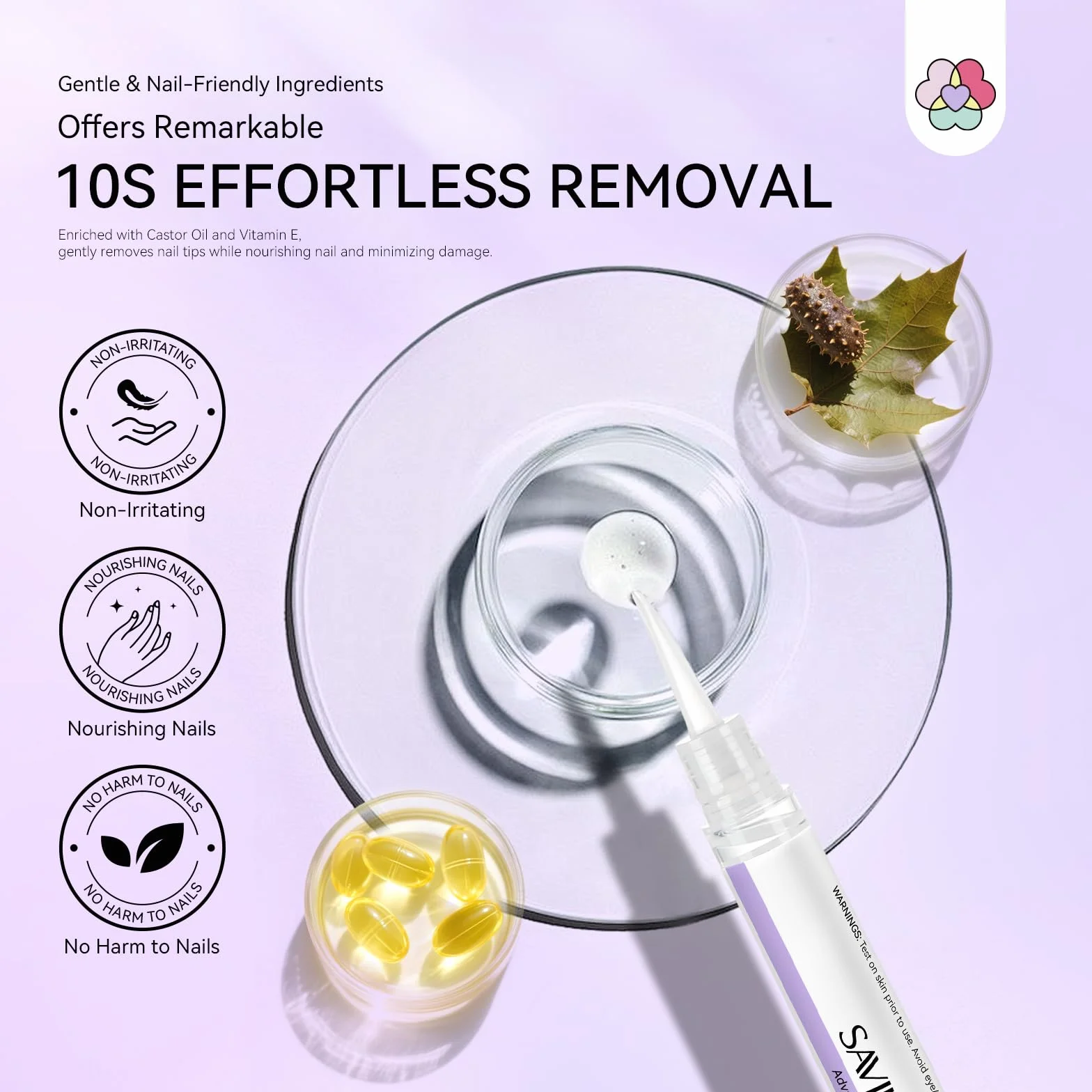 SAVILAND Advanced Press On Nail Polish Remover Pen: 10-sekundowy, bezproblemowy zmywacz do kleju do paznokci, 2 sztuki Click & Remove Nail Glue Remover do paznokci Press On