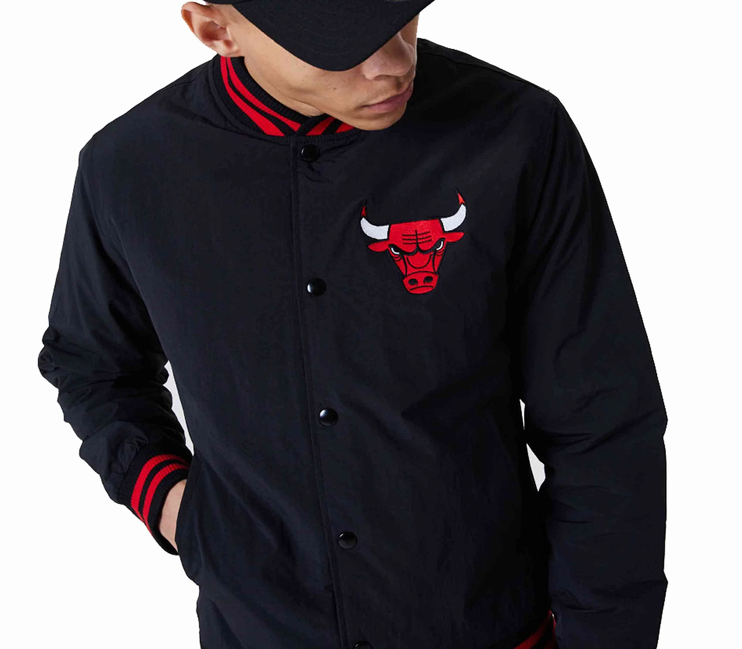 New Era Team Logo Bomber Chicago Bulls Jacket 60284773, Męska kurtka, czarny, M EU, Czarny