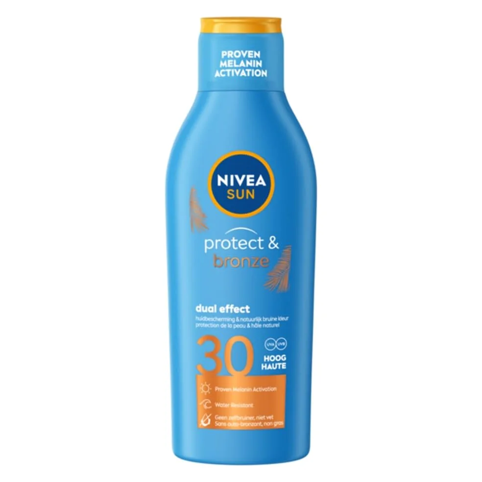 NIVEA SUN mleczko do ochrony przeciwsłonecznej LSF 30 z ekstraktem promelaniny – Protect & Bronze – 200 ml