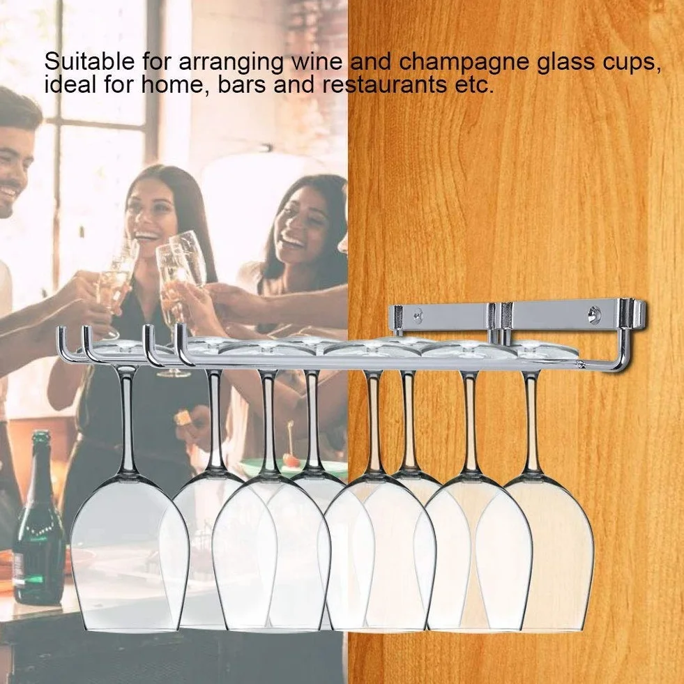 Weinschale Rack, Zweireihig Eisen Chrom Weingläser Halter unter Schrank Regal Wand Stemware Rack für Home Bar (#1)