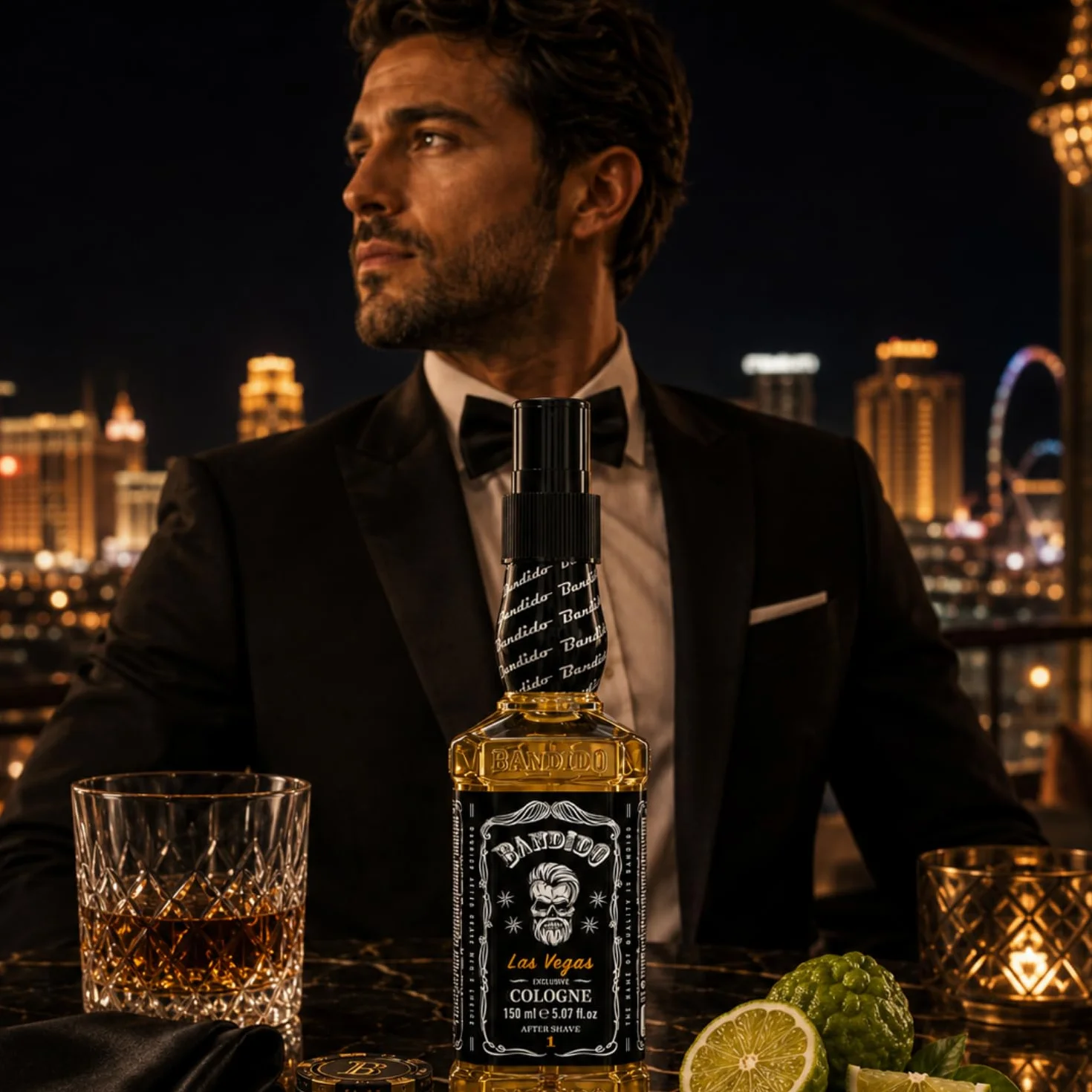 Bandido Eau de Cologne męska woda zapachowa po goleniu woda do golenia dla mężczyzn, odświeża, chłodzi, długotrwały zapach, zapobiega oparzeniom po goleniu i pielęgnacji po goleniu (Las Vegas 150 ml)