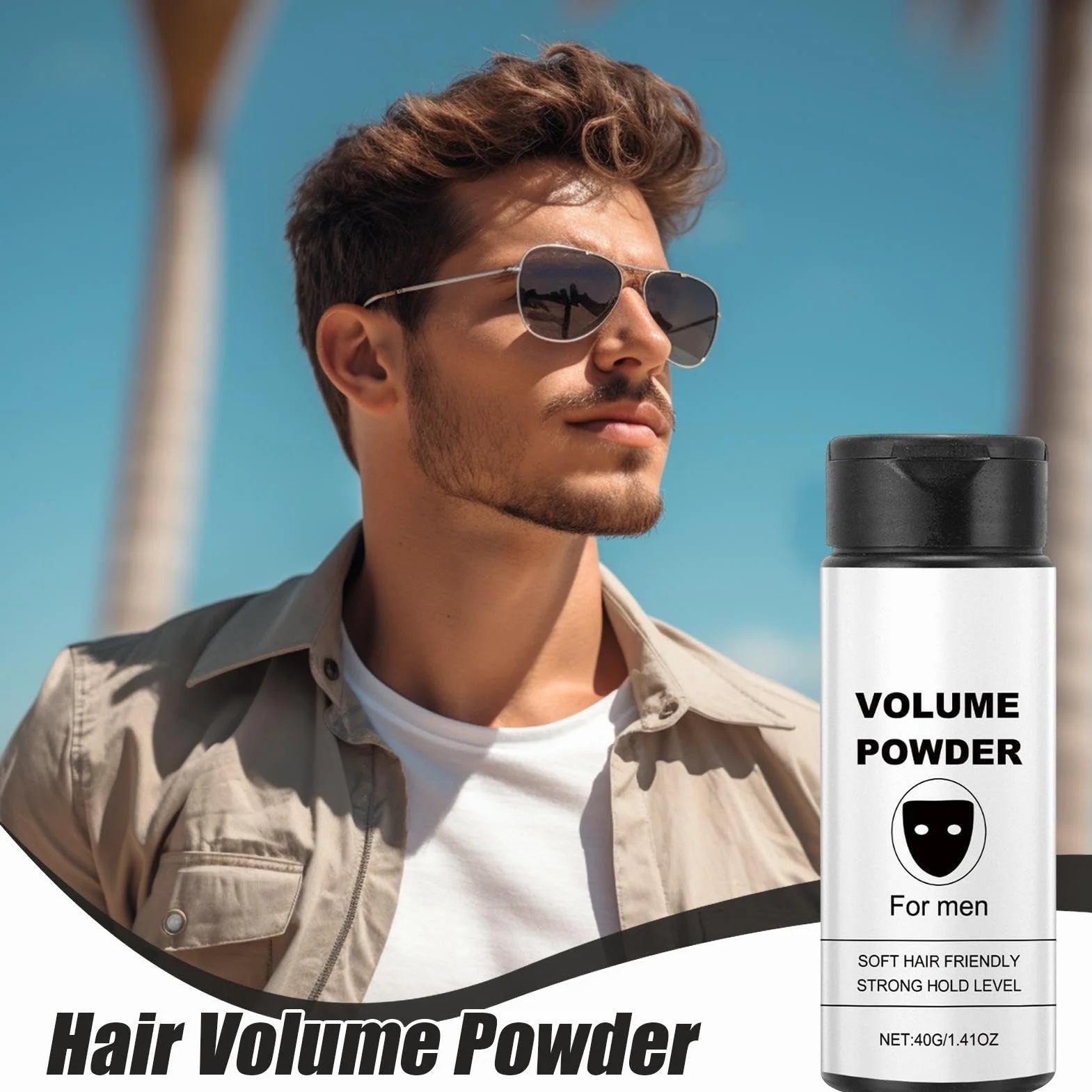 Men's Hair Styling Powder Volumizing Texturizing Powder Long-Lasting Natural Look Hair Talc 40g
