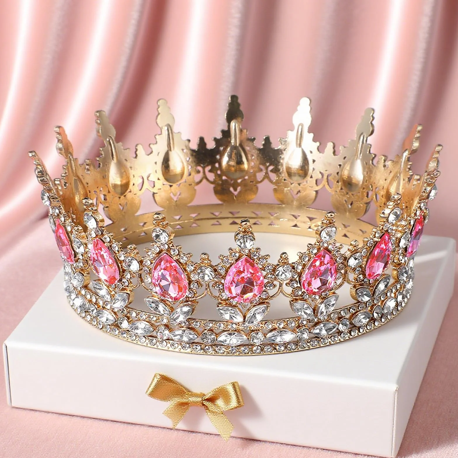 1 sztuka Tiara księżniczki Korona Damska Tiara z kryształami Tiara dla dziewczyn Damska kryształowa Tiara Damskie vintage tiary Błyszczące diademy Biżuteria do włosów dla panny młodej, ślub, bal