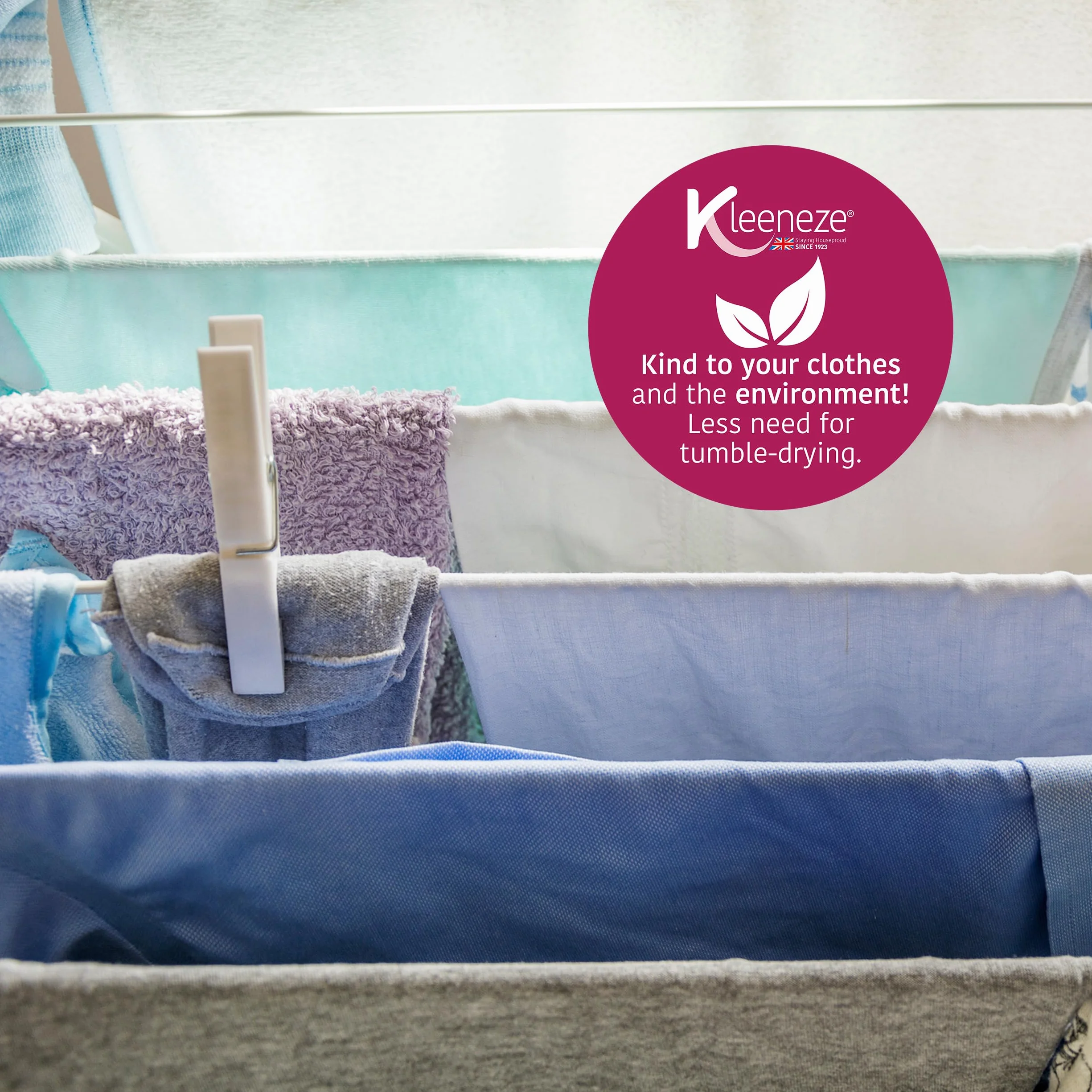 Suszarka grzejnikowa Kleeneze KL027535EU na ręczniki lub ubrania, obciążenie do 5 kg, szaro-różowa
