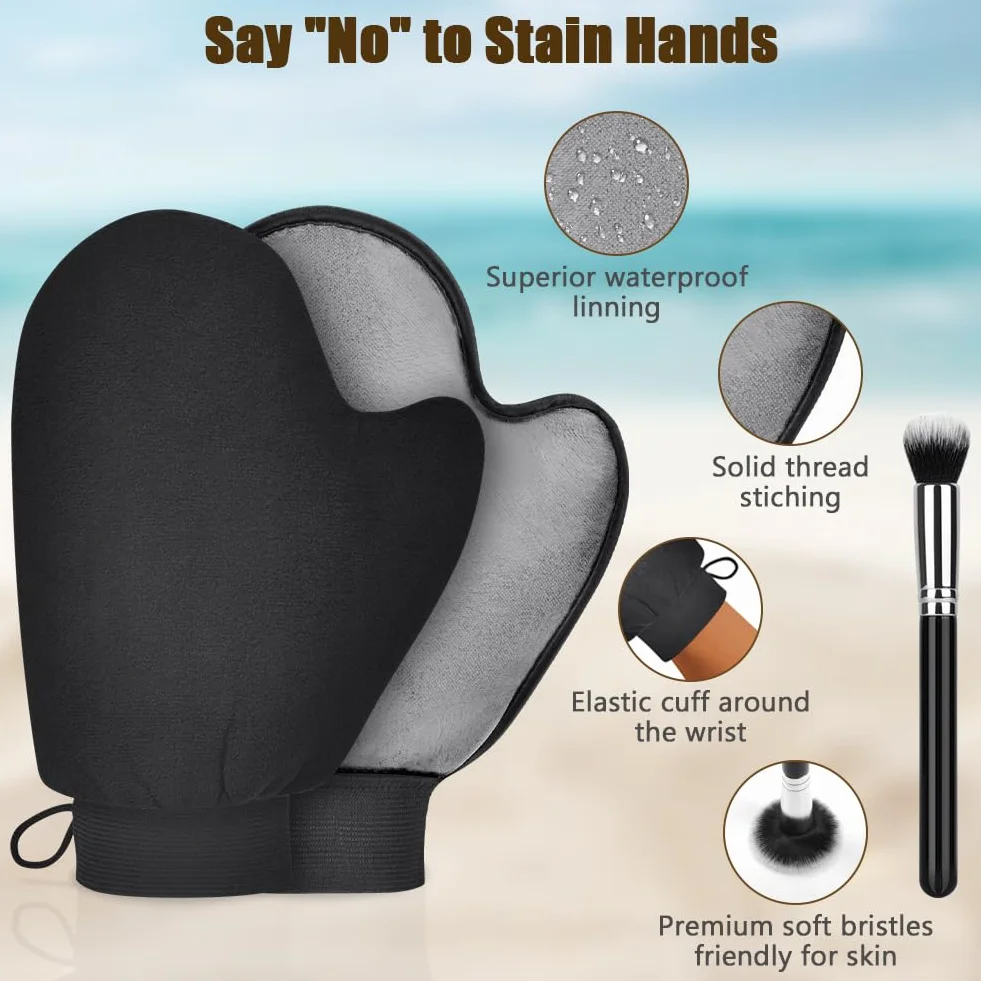 LOPHE Aplikator samoopalający, 5-częściowy czarny aplikator balsamu do pleców, aplikator Sunless Tanning Mitt aplikator balsam do opalania, opalarka strumieniowa