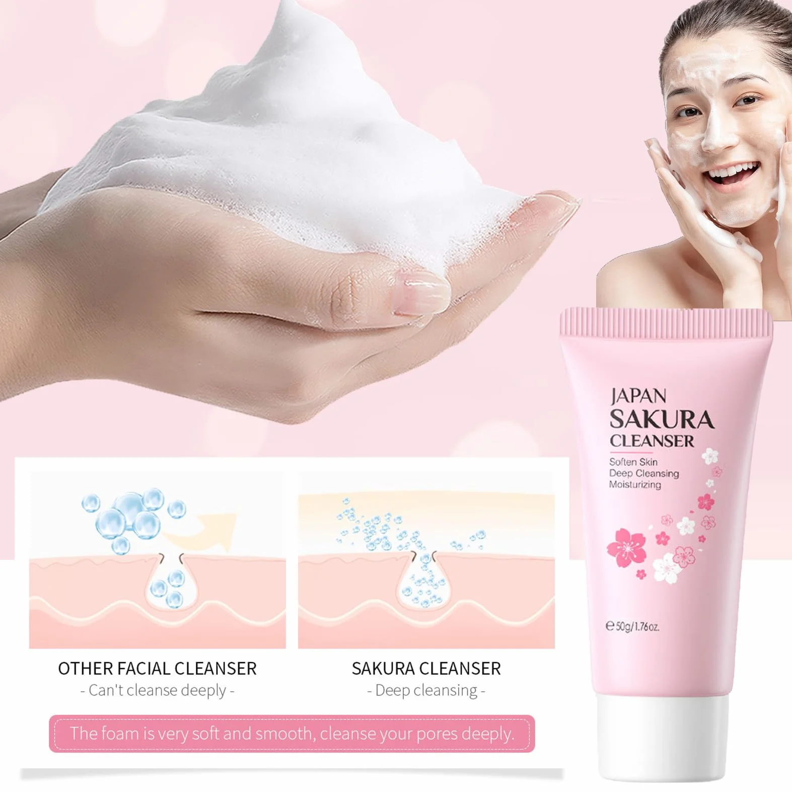 Japan Sakura zestaw do pielęgnacji skóry dla nastolatek i dziewcząt – Sakura Skin Care, zestaw do pielęgnacji twarzy, nawilżający zestaw upominkowy dla kobiet – z maską błotną, serum, kremem, kremem