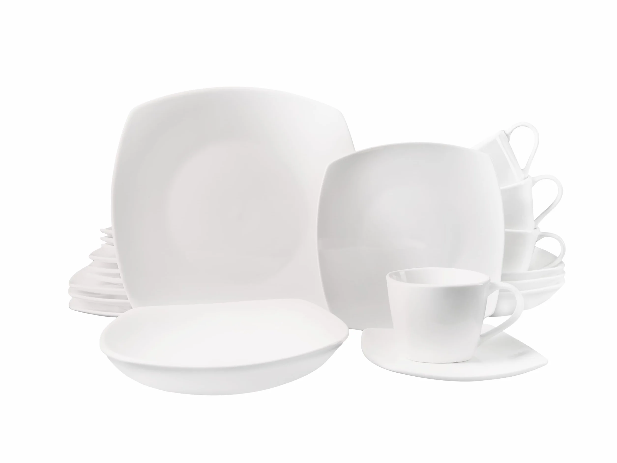 ECHTWERK 30-częściowy serwis kombi "Classic", nowoczesne wzornictwo, elegancki biały zestaw naczyń z porcelany z 6 talerzami obiadowymi, 6 x talerzykami dodatkowymi, 6 x talerz do zupy, 6 x filiżanka