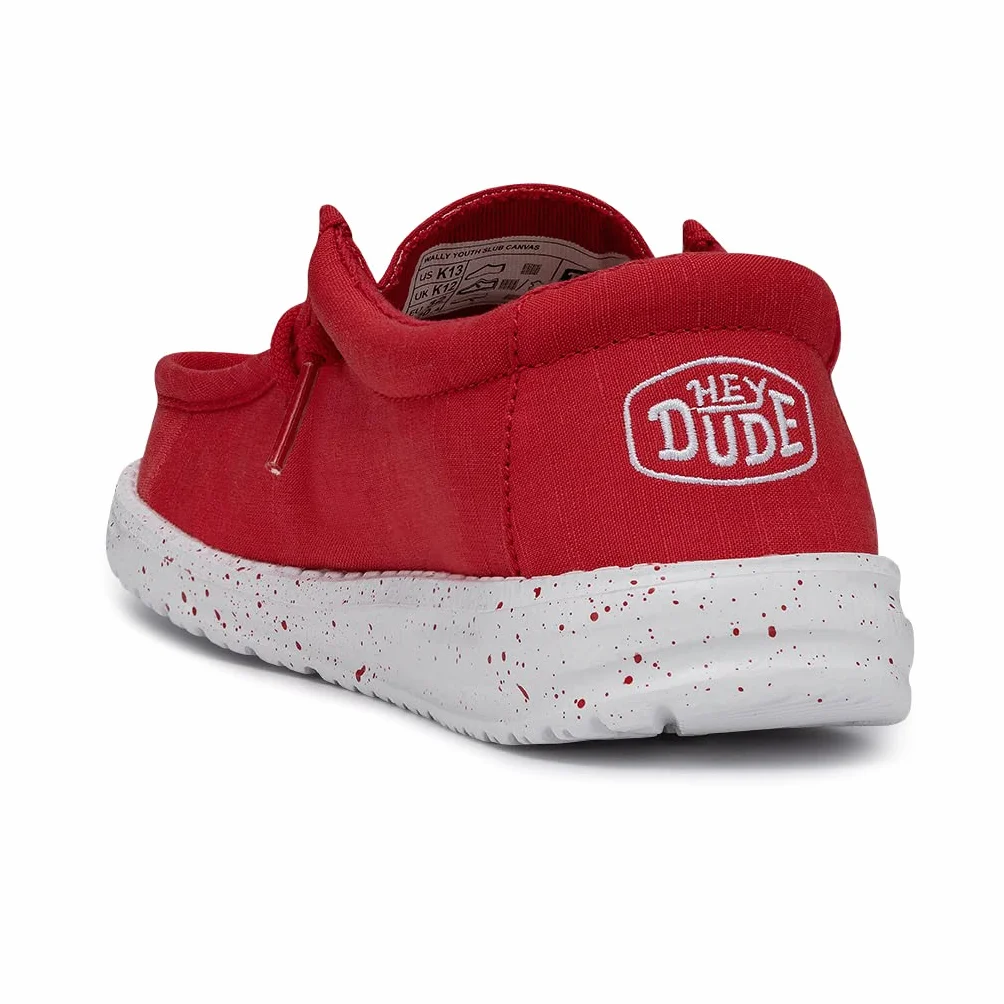 Hey Dude Wally Youth Slub Canvas Moccasin, czerwony, 31 EU, czerwony, 31 EU