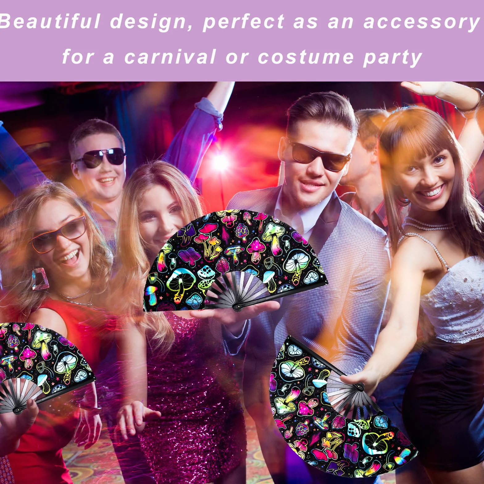 UV Glow Rave Składany wachlarz Rave Składany wachlarz Ręczny wachlarz Duży wachlarz Rave Clack do tańca, drag queen, imprez, festiwali muzycznych, festiwali, występów, karnawałów