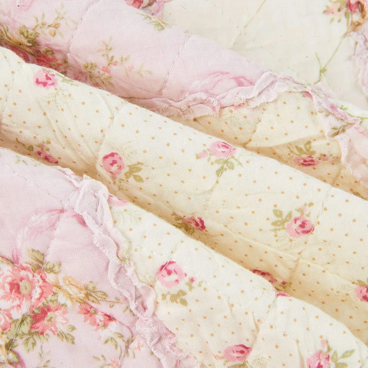 Cozyholy Oryginalna 100% bawełna, patchworkowa, kołdra, podwójna, różowa, kwiatowa, dwustronna, vintage, styl shabby chic, pikowana narzuta na łóżko, na kanapę, sofę