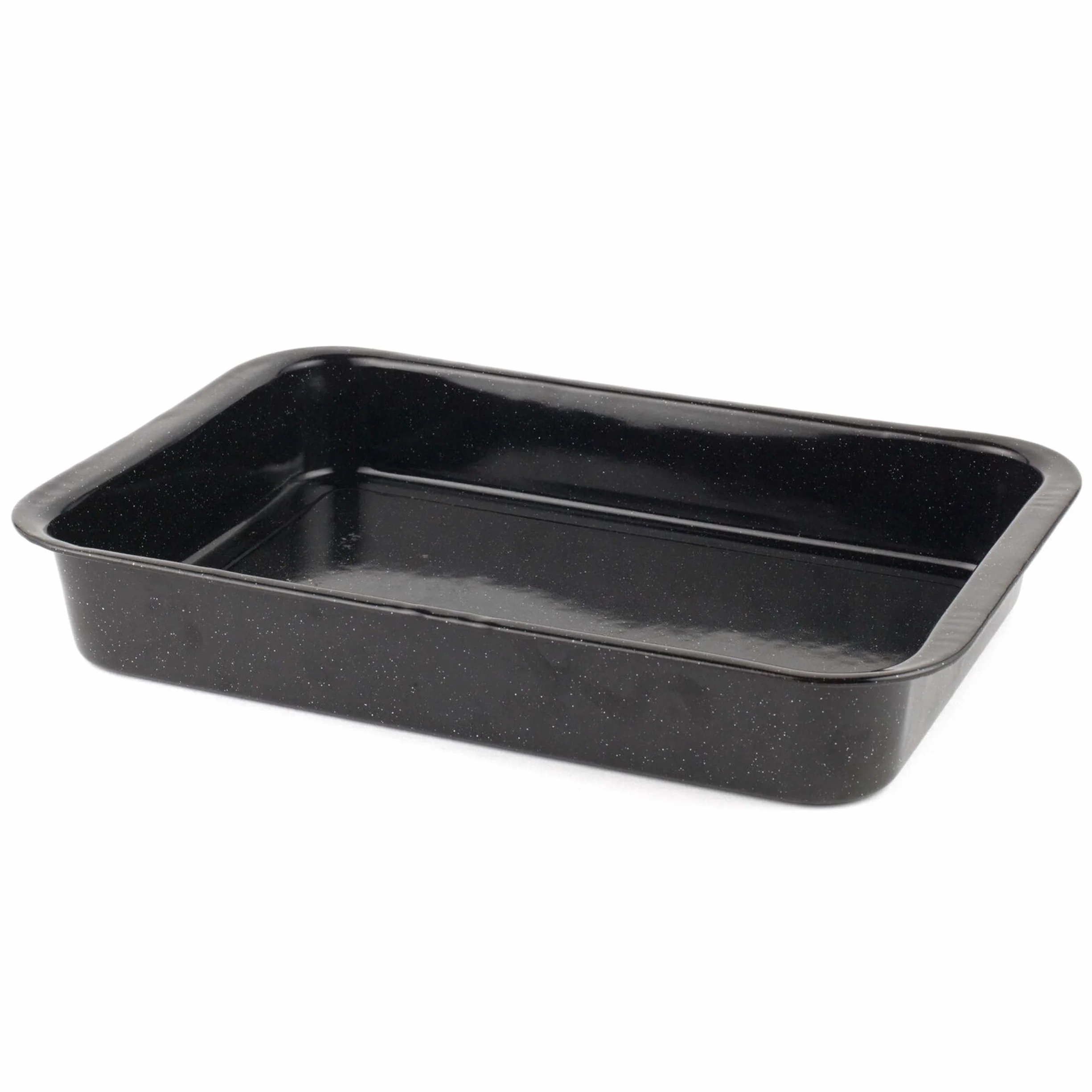 Russell Hobbs CW12611 Romano Vitreous Durable Enamel Roaster, 36 cm, Black, Dishwasher Safe, Rectangular Roasting Tin for Vegetables and Meat, Oven Safe Up To 230 Degrees, 36 x 25 x 4 cm
