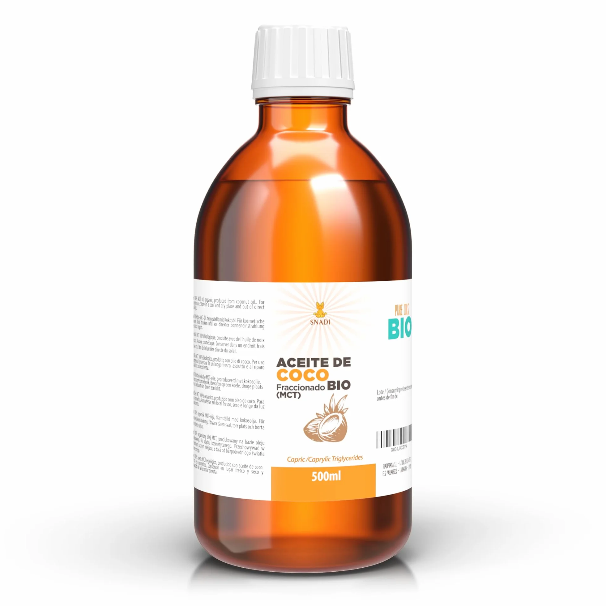 Bio Frakcjonowany Olej Kokosowy MCT 500 ml 100% Czysty Naturalny do Skóry Włosów Kosmetyków Aromaterapii