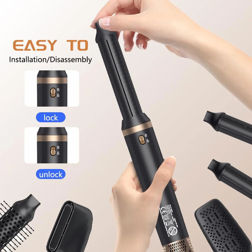 Aolso 5 w 1 Air Styler, suszarka do włosów, automatyczna lokówka powietrza, 3 regulowane temperatury, wielofunkcyjny system suszenia i stylizacji do suszenia, kręcenia, prostowania