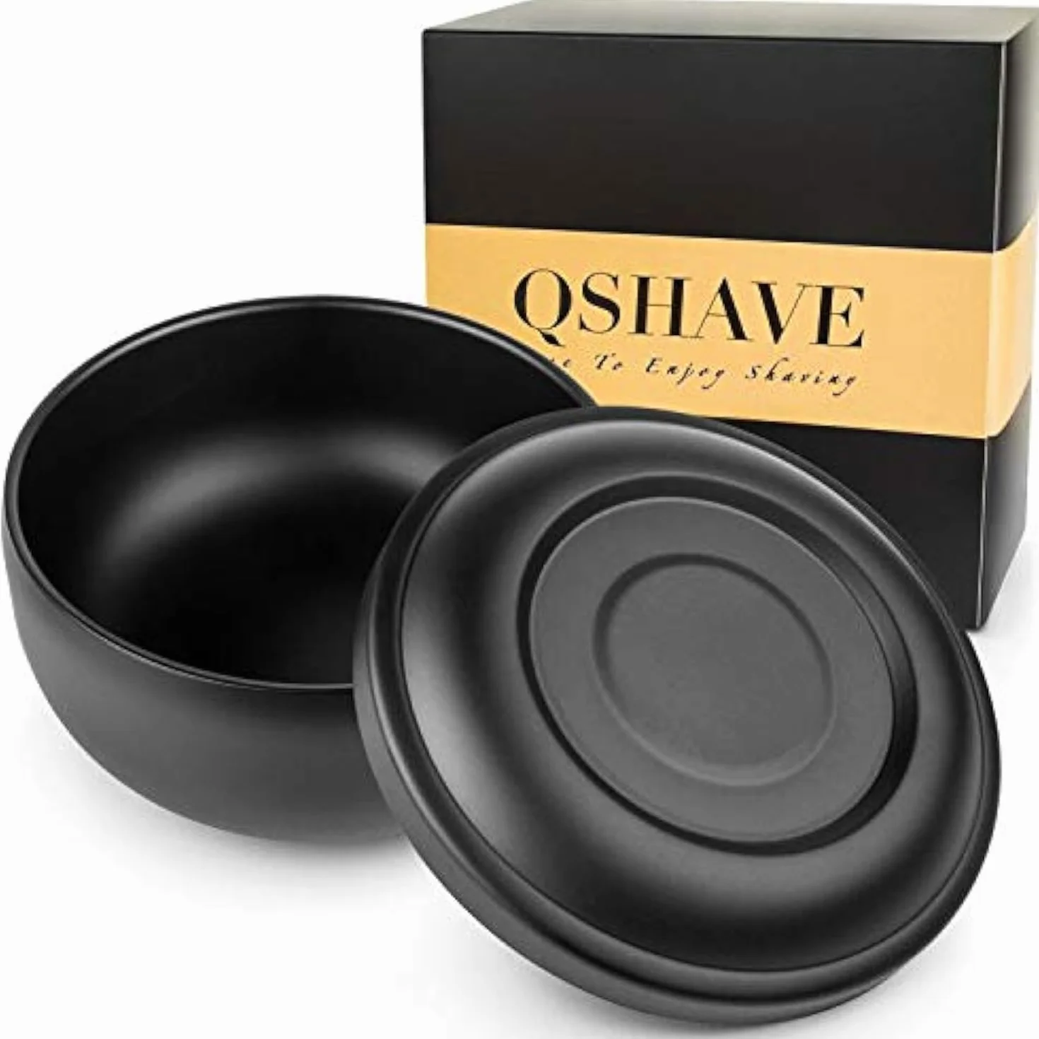 Miska do golenia ze stali nierdzewnej czarna chromowana 10 cm QSHAVE