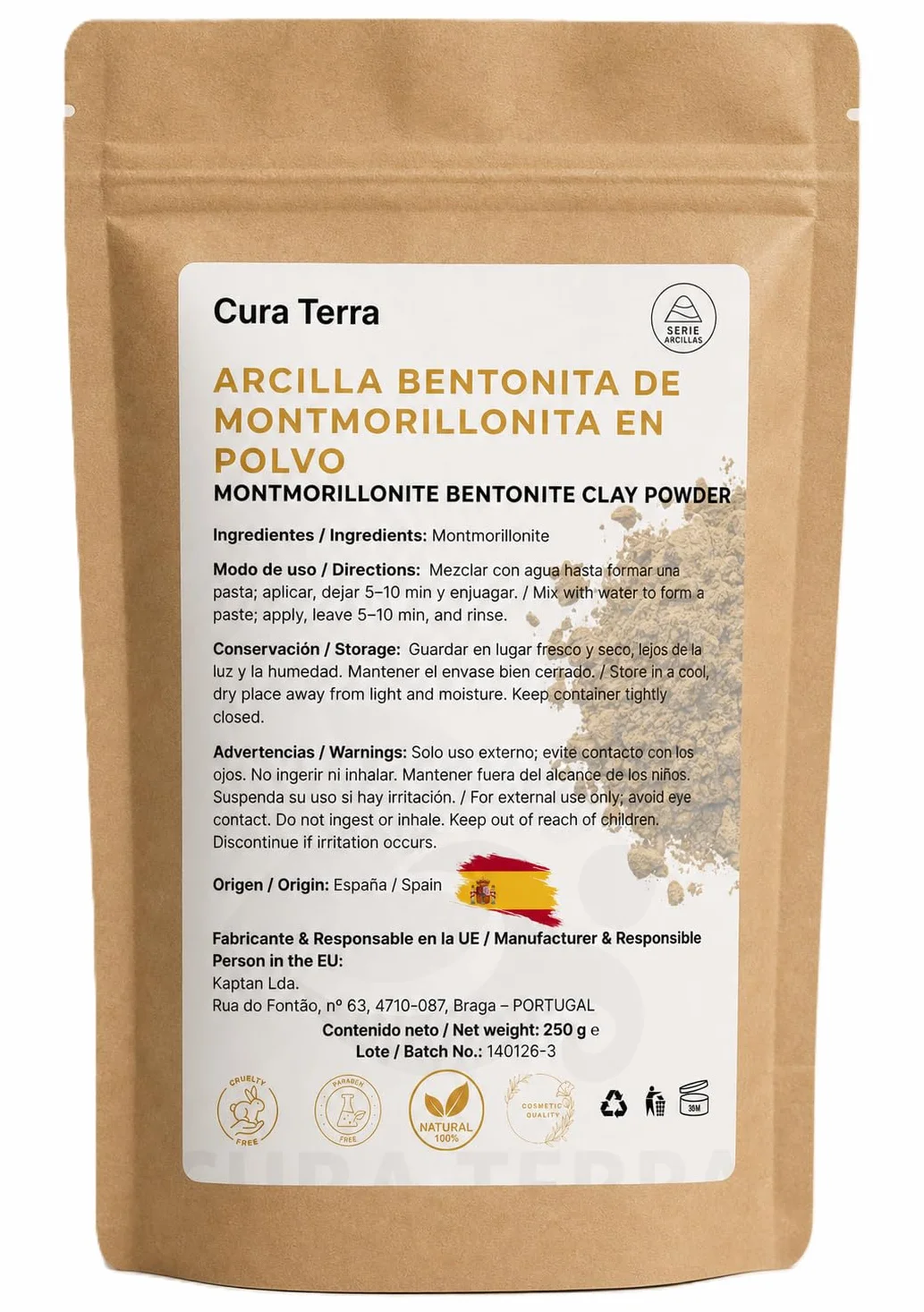 100% Natural Activated Bentonite Clay Powder 250 g | 95% Montmorylonit | Naturalna glina mineralna na trądzik, skóra olejowa i pielęgnacja DIY | Rich in Silica | Cosmetic Grade