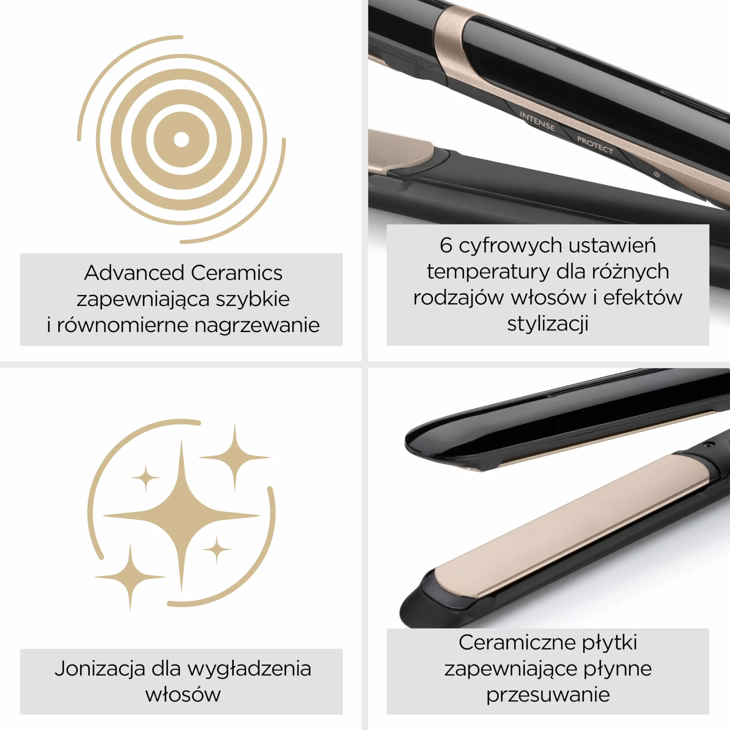 Prostownica BaByliss Super Smooth - jonizacja zapobiegająca puszeniu się włosów, mata, ceramiczne płytki do gładkiej stylizacji, szybkie nagrzewanie, 6 ustawień temperatury od 140°C do 235°C, ST393E