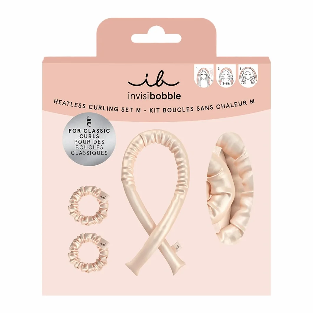 invisibobble Zestaw loków bez heatless curl I lokówka bez wysokiej temperatury antypoślizgowa I aksamitna taśma na noc I lokówka do włosów średniej długości