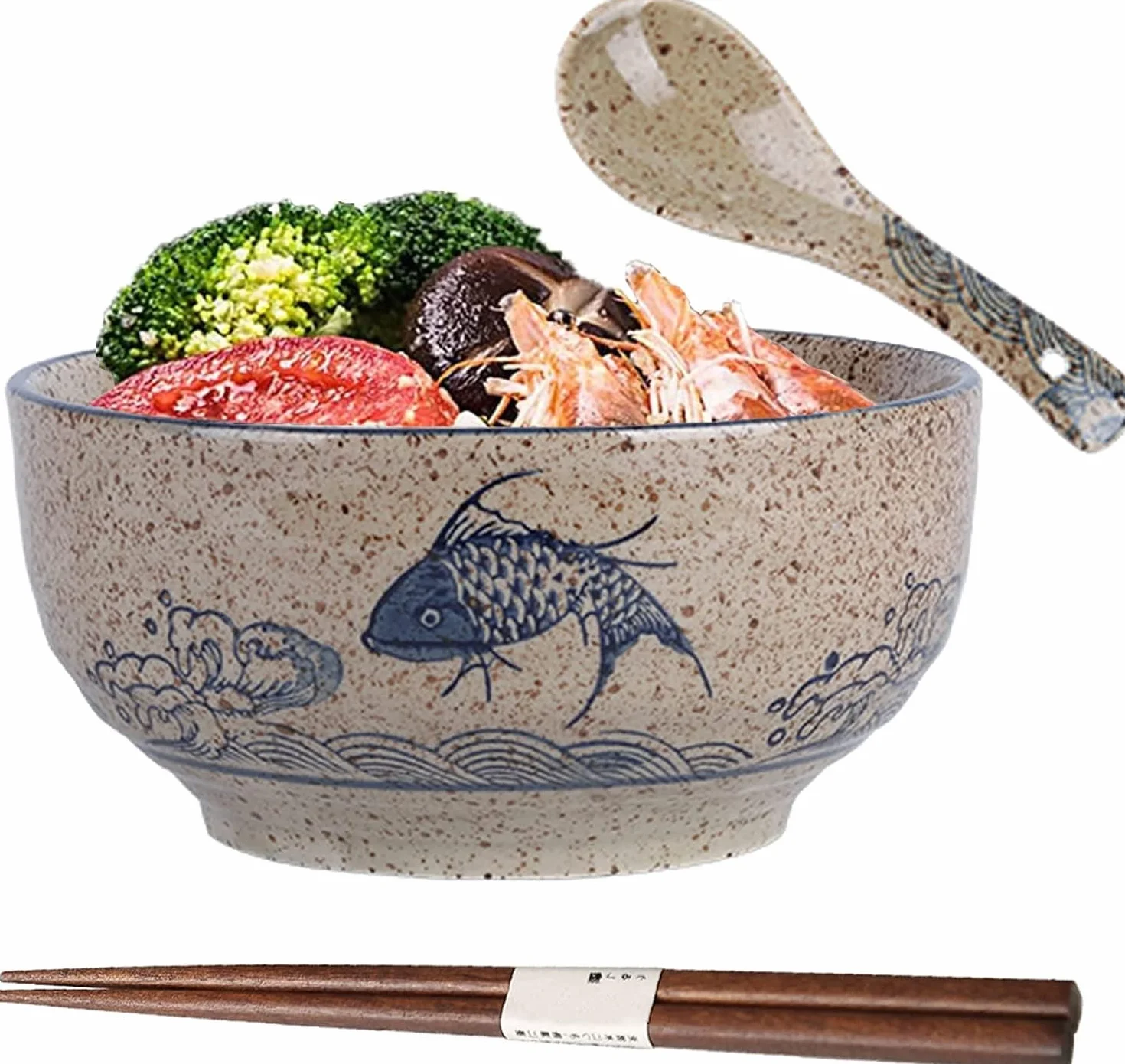 Ramen Raman, japońska miska ceramiczna, porcelanowe miski do zupy i sałatek, pojemność 580 ml, średnica 15,5 cm, wysokość 7,5 cm