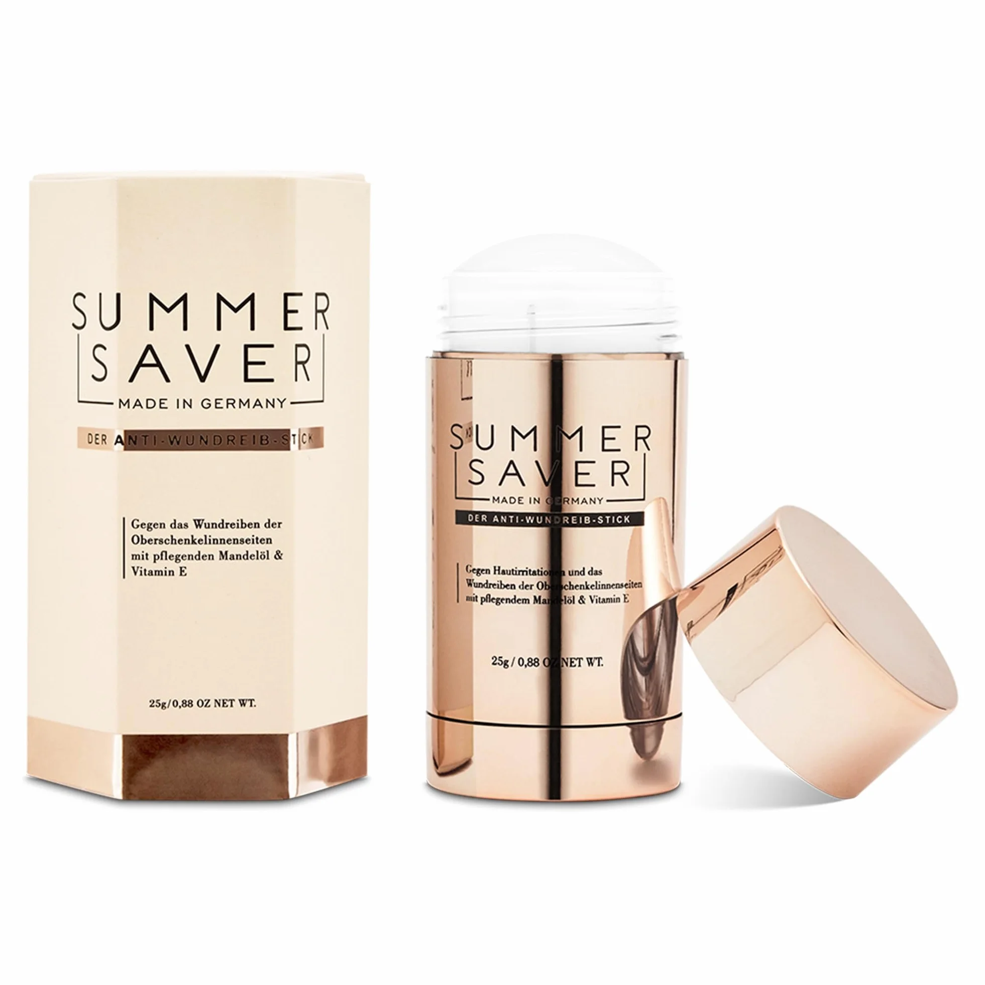SUMMERSAVER Woman – sztyft przeciw otarciom 25g – do ud, pach i okolic biustonosza – z olejem kokosowym i migdałowym, witaminą E, alantoiną – produkt wegański, przetestowany dermatologicznie