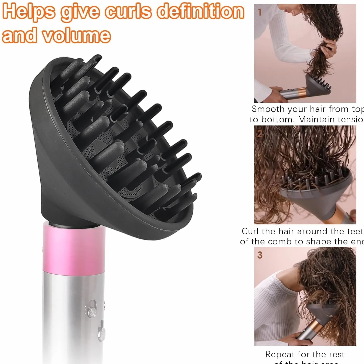 Dyfuzor do włosów kręconych do Dyson Airwrap HS01 HS05, średnica 13,5 cm uniwersalny dyfuzor do włosów, 12 x 11 cm akcesoria do Dyson Airwrap, modelowanie loków (czarny)
