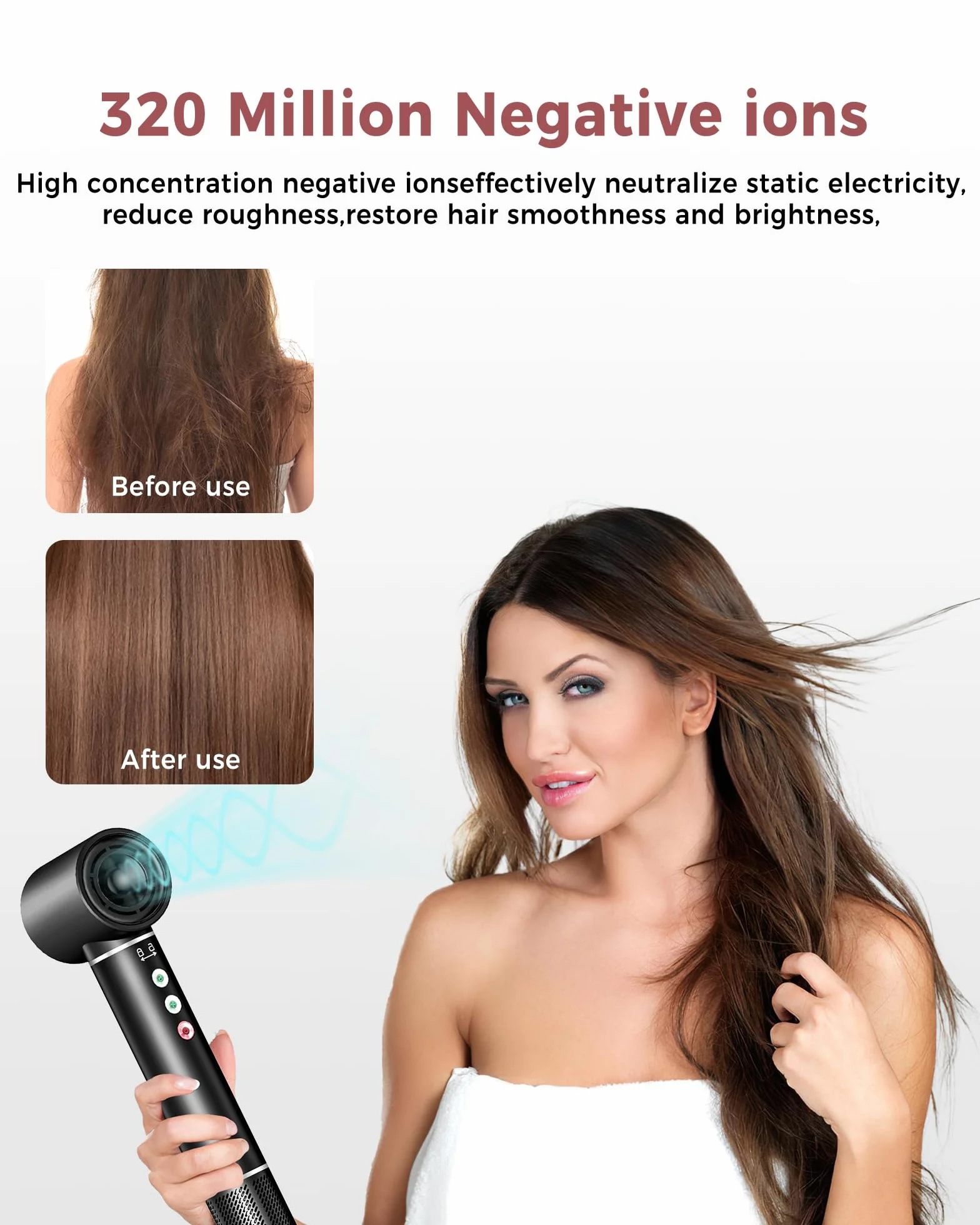 Airstyler Hairstyler 5 w 1 Lokówka z suszarką do włosów, 110 000 obr./min, strumień powietrza 20 m/s, 320 milionów jonów, prostownica, 340 g, lekka, cicha i szybkoschnąca