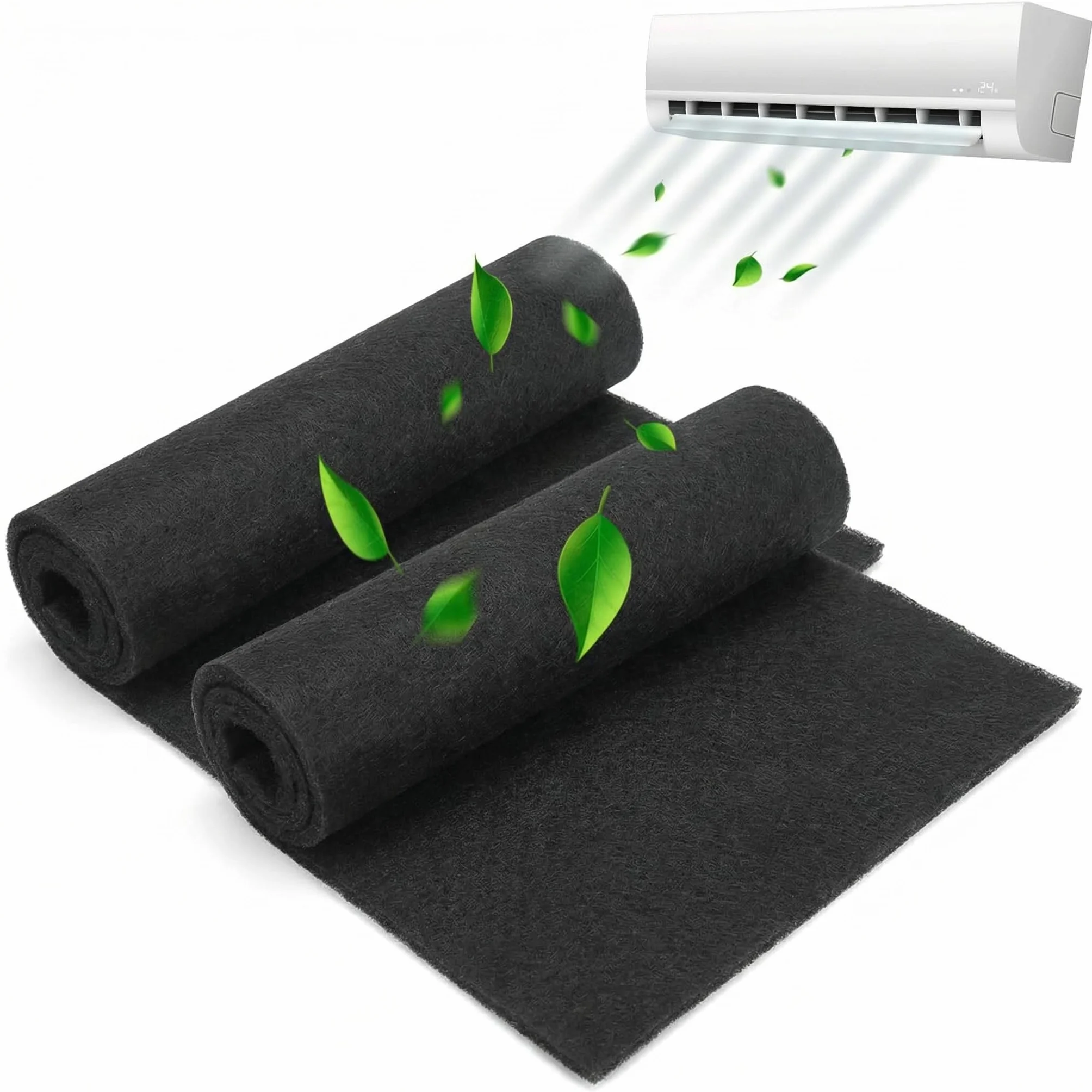 QWORK® 2-pak uniwersalnych arkuszy filtrujących z węglem aktywnym do dopasowania – 122 x 20 cm, grubość 1/8 cala – węglowy filtr powietrza do oczyszczaczy, okapów i innych