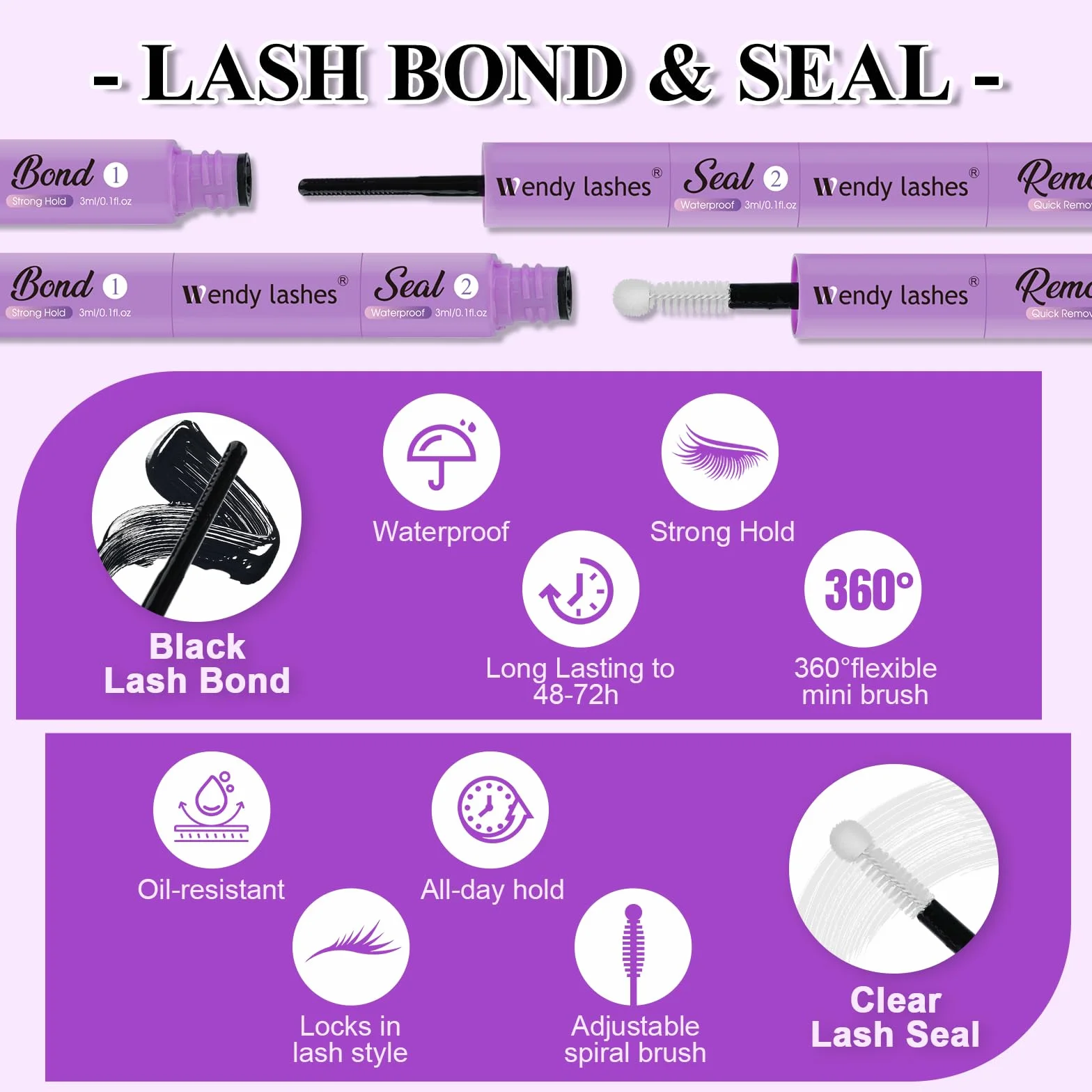 Wendy Lashes Lash Bond and Seal 3 w 1 klej do rzęs wodoodporny długotrwały