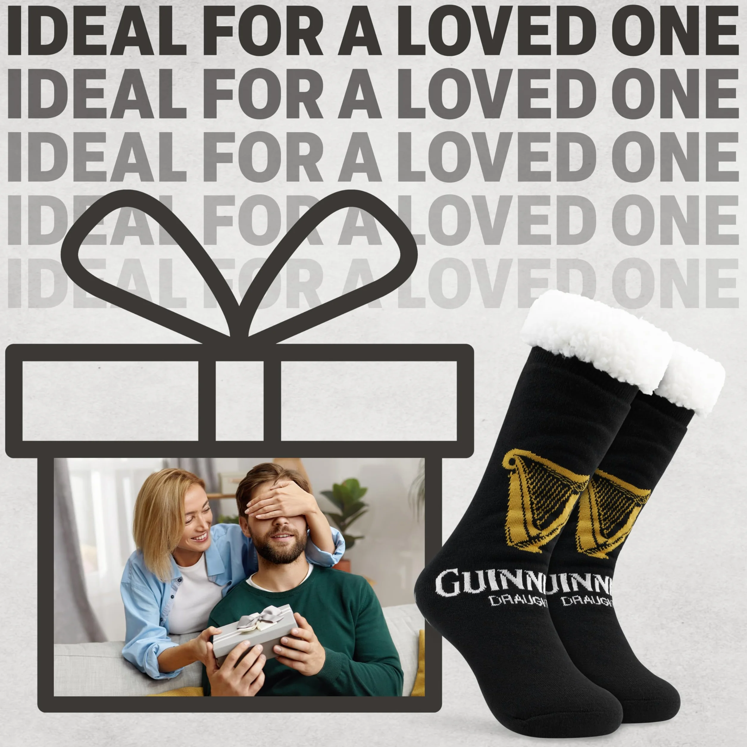 Guinness Prezenty dla mężczyzn Skarpety-kapcie, ciepłe, puszyste antypoślizgowe skarpety do łóżka, prezenty dla chłopaka, męża, irlandzkie prezenty