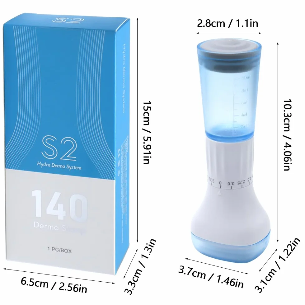Derma Stamp S2 0-3 mm regulowany microneedling 140 igieł ze zbiornikiem serum Hydra Derma system do skóry, włosów, zmarszczek (bez SERUM)