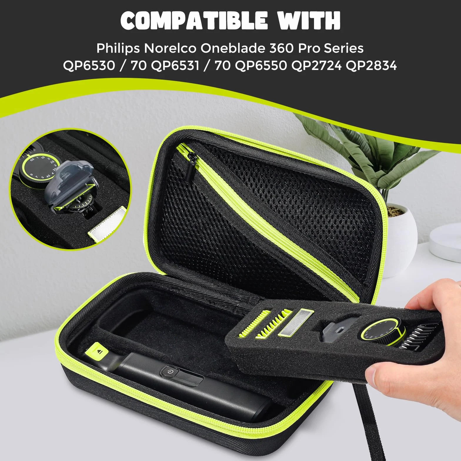 ProCase Twarda obudowa do OneBlade, etui ochronne na golarkę elektryczną, OneBlade Organizator Euti QP6530/70 QP6531/70 QP6550 QP2724 QP2834 - czarna