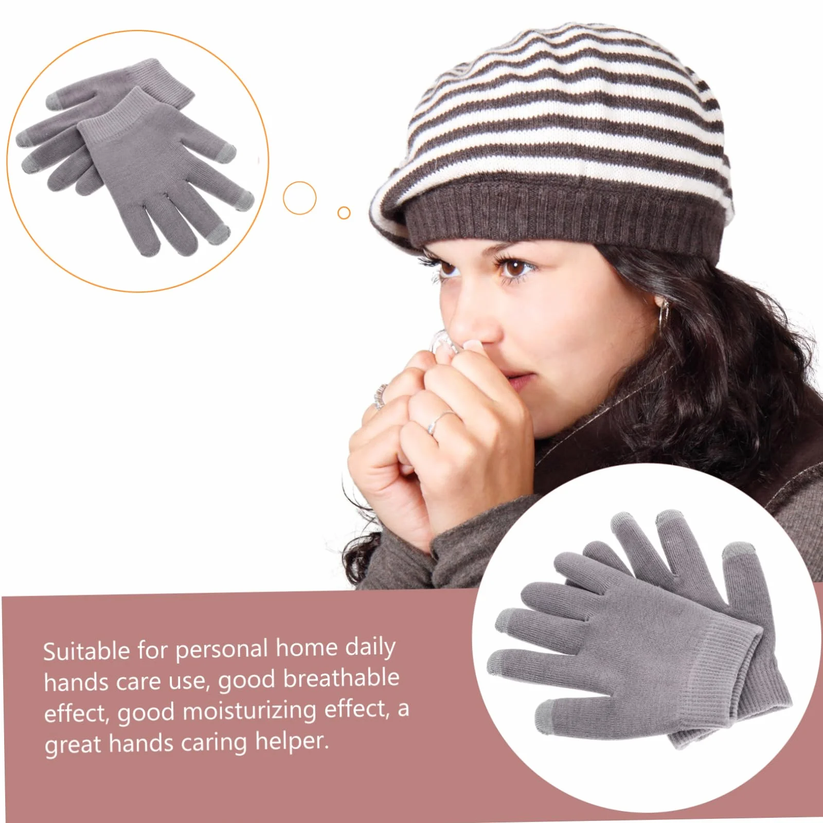 WOONEKY 1para Moisturizing Gel Gloves for Hands Breathable Touchscreen Design Comfortable and Lightweight for Daily Wear and Outdoor Travel Skin-friendly Hydrating Care