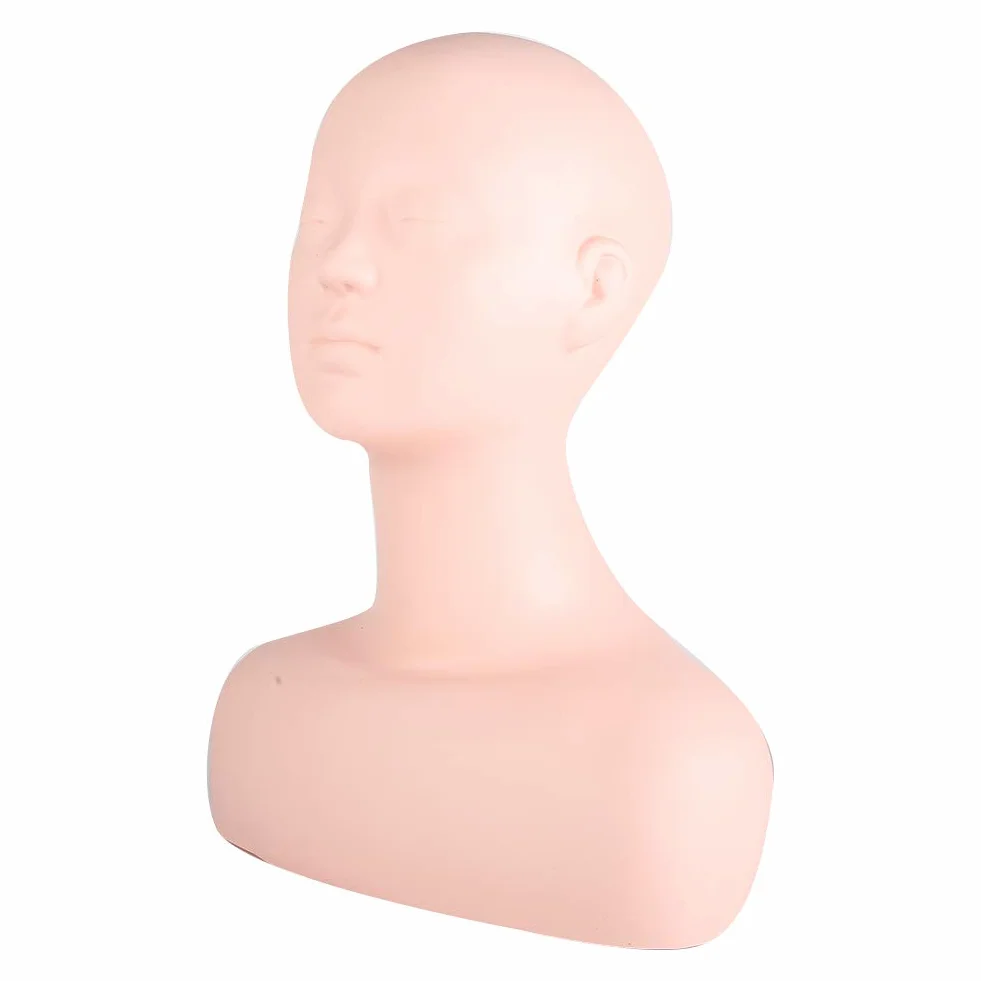 Głowa Manekina, 15,7 X 21,3 Cala PVC Silikonowy makijaż Manekin Twarzy Wielofunkcyjne Manekiny Głowy Manekina z Ramieniem 12,6 Cala, Głowa Peruki Manekiny do Makijażu, Fryzjerzy