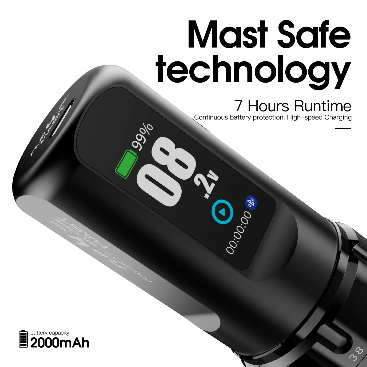 Mast Tattoo Flip4 Pro Tattoo Machine Set Wireless Tattoo Machine 7 Strokes 2.5-4.5mm,2000mAh Battery for Beginners & Professionals (TZWQP-129-2)