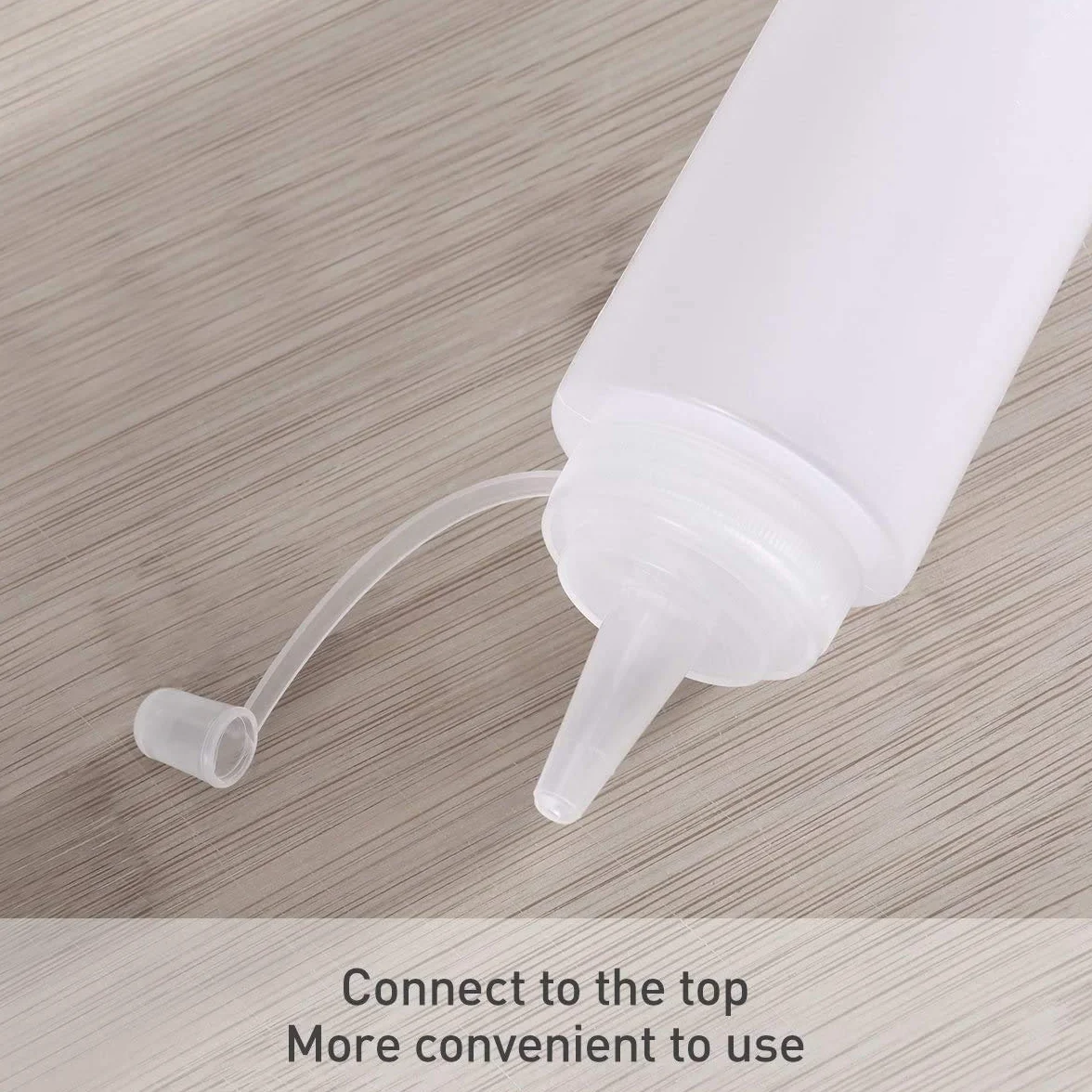 AOI Zestaw 6 plastikowych butelek z dozownikiem do sosów przyprawowych, do domu, restauracji, musztardy, Mayo, oliwy z oliwek, grilla, bez BPA, 230 ml, białe.