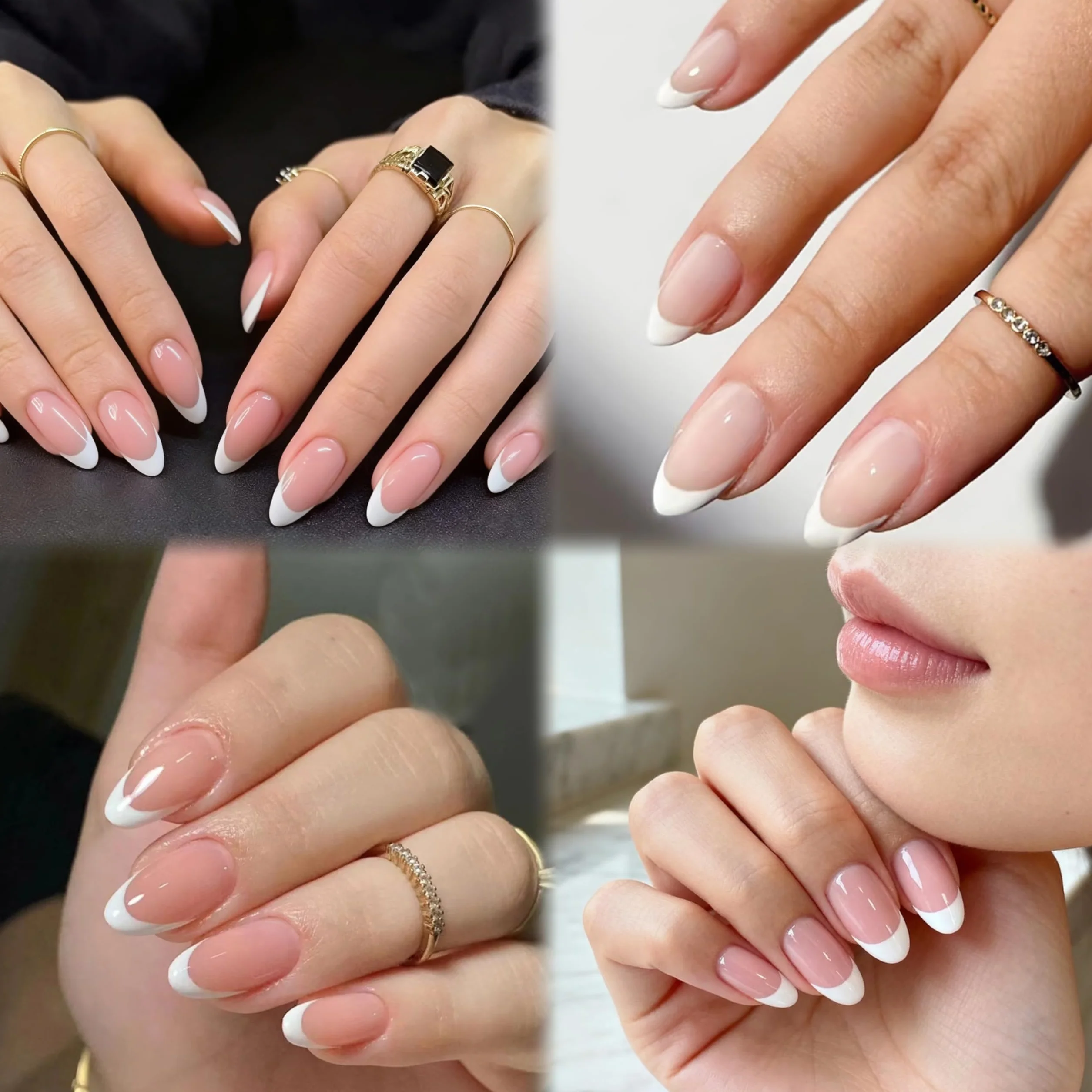 240 sztuk sztucznych paznokci do naklejenia, migdałowe, francuskie, krótkie, sztuczne paznokcie, zestaw z 2 pisakami do paznokci – Full Cover Fake Nail Gel naturalny i przyjemny do paznokci (Almond