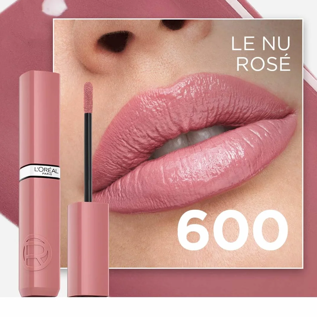 L'Oréal Paris Infaillible Laque Resistance 16H, odporna na ścieranie pomadka o długotrwałym połysku, 600 Le Nu Rosé, 4,3 ml