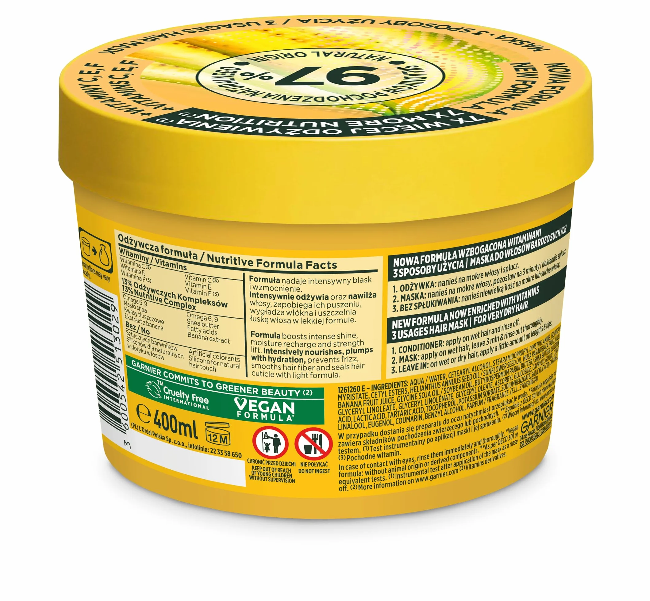 Garnier Fructis Hair Food Banana Maska do włosów suchych 400 ml