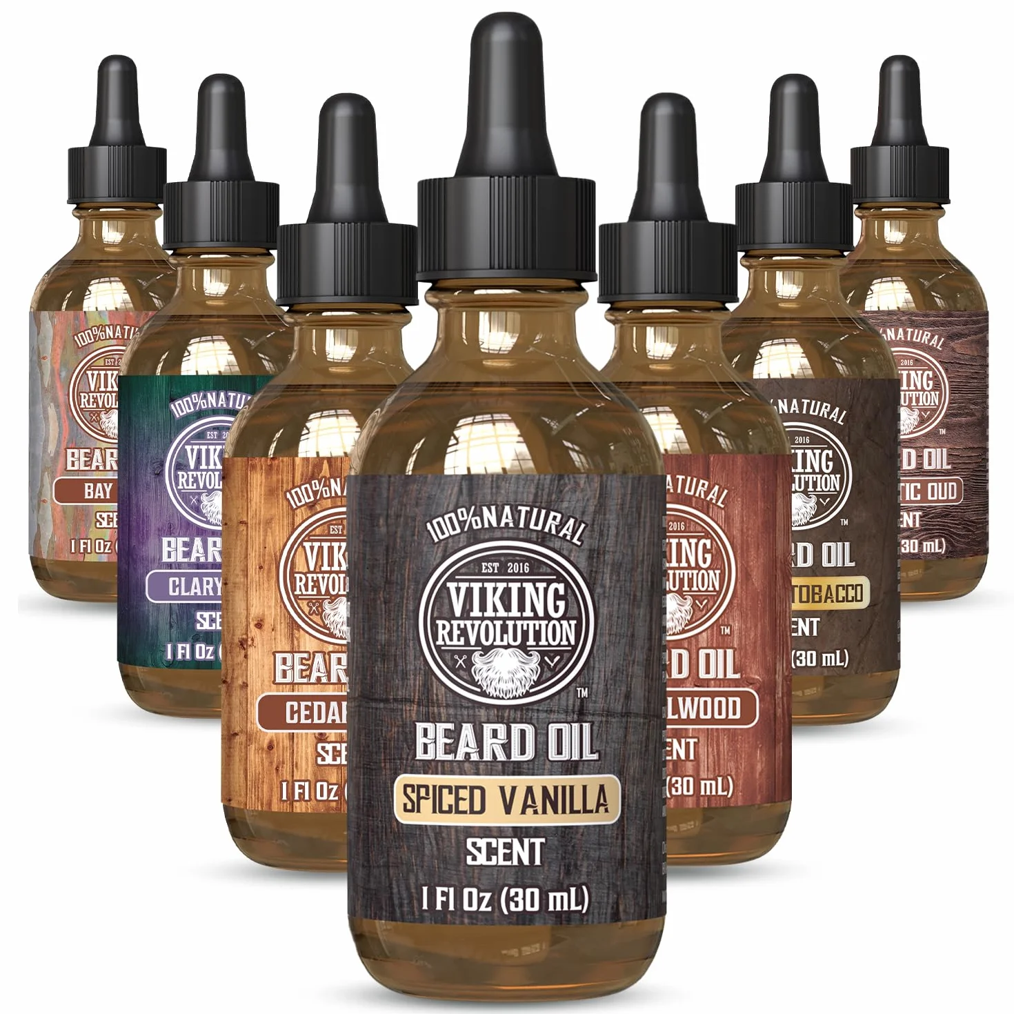 Viking Revolution Męski Olejek do Brody 30 ml - Ostry Zapach Wanilii - Naturalny z Olejkiem Arganowym i Organicznym Jojoba - Nawilżający i Odżywczy