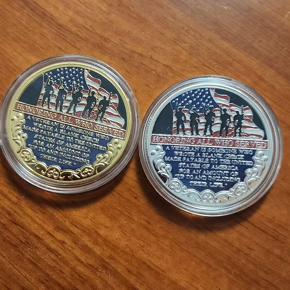 Moneta wyzwań wojskowych "Thank You for Your Service Veteran Coin", uhonorowanie wszystkich, którzy służyli wojskowej monetą wyzwania uznania