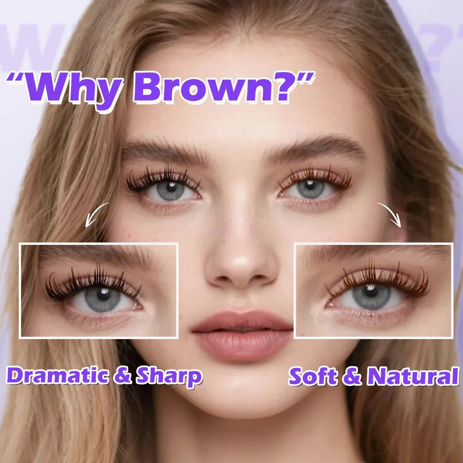Arison Lashes Brązowe rzęsy w kępkach Manga Pojedyncze przedłużanie rzęs DIY Cosplay Rzęsy (Brown Fluff-D-9-16Mix)