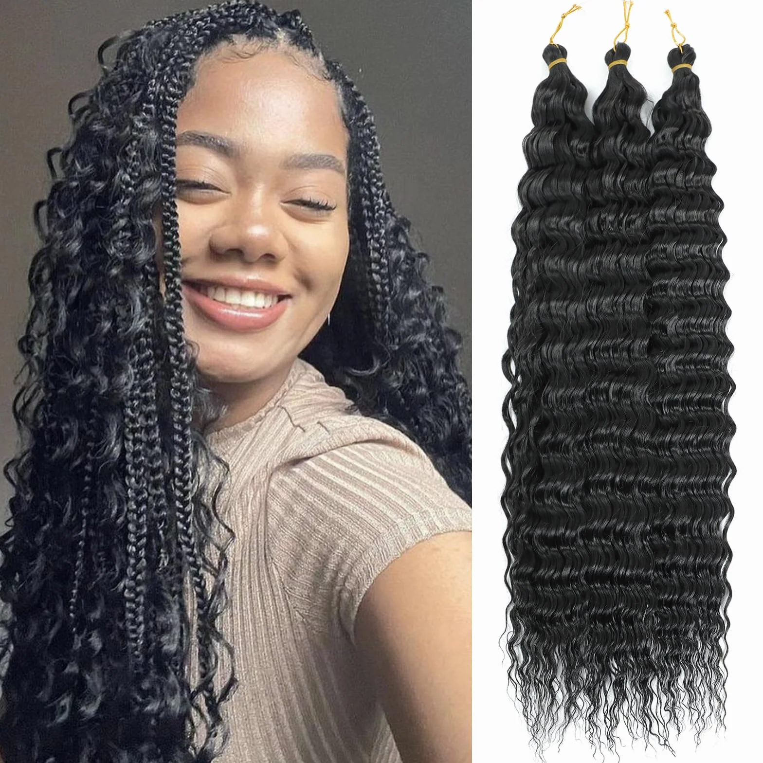 Przedłużki do włosów Ocean Wave Crochet Hair Łagodna Waga Braiding