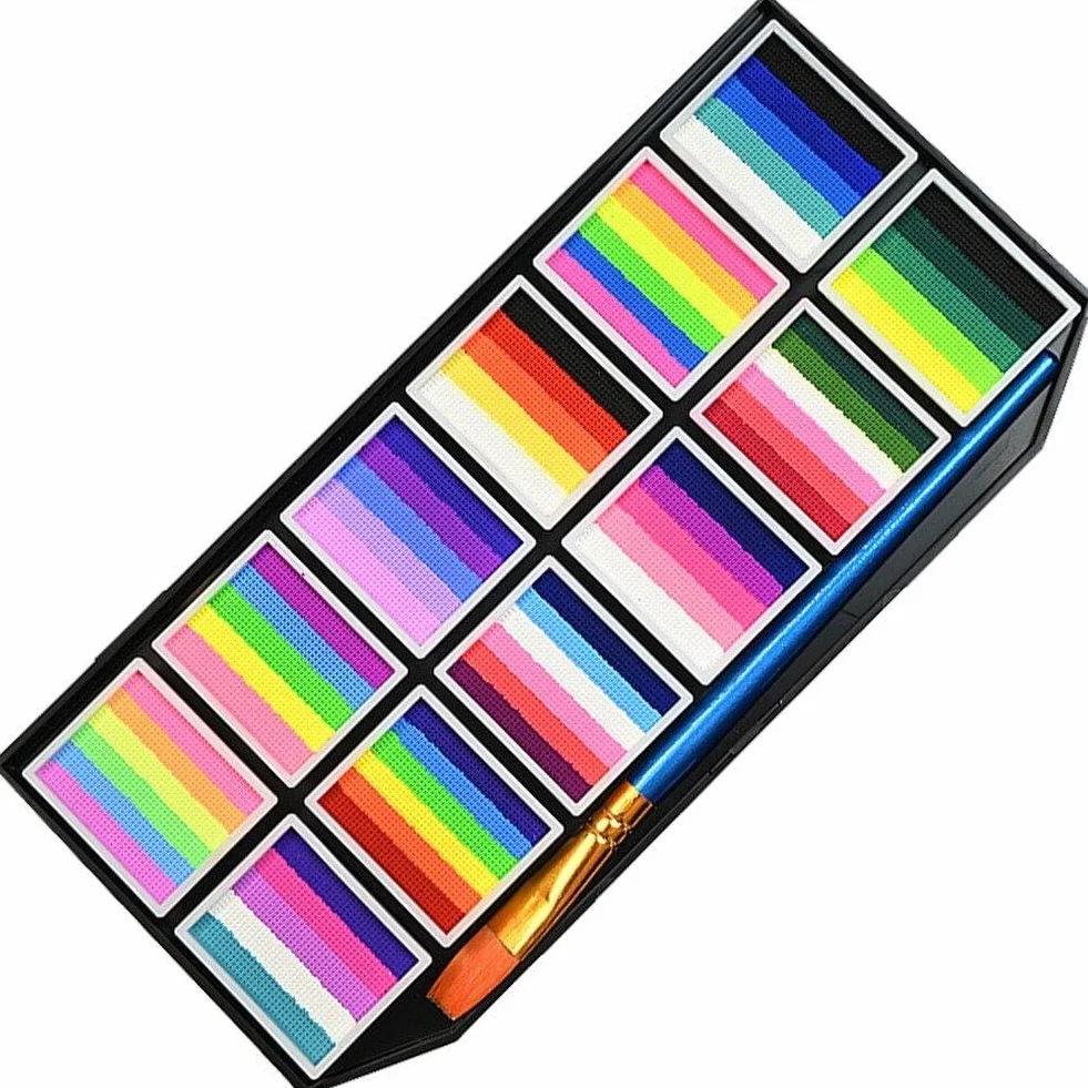 Paleta kolorów twarzy paleta makijażu farba do ciała na bazie wody nietoksyczna farba do twarzy tęcza podzielona paleta kolorów dla dzieci