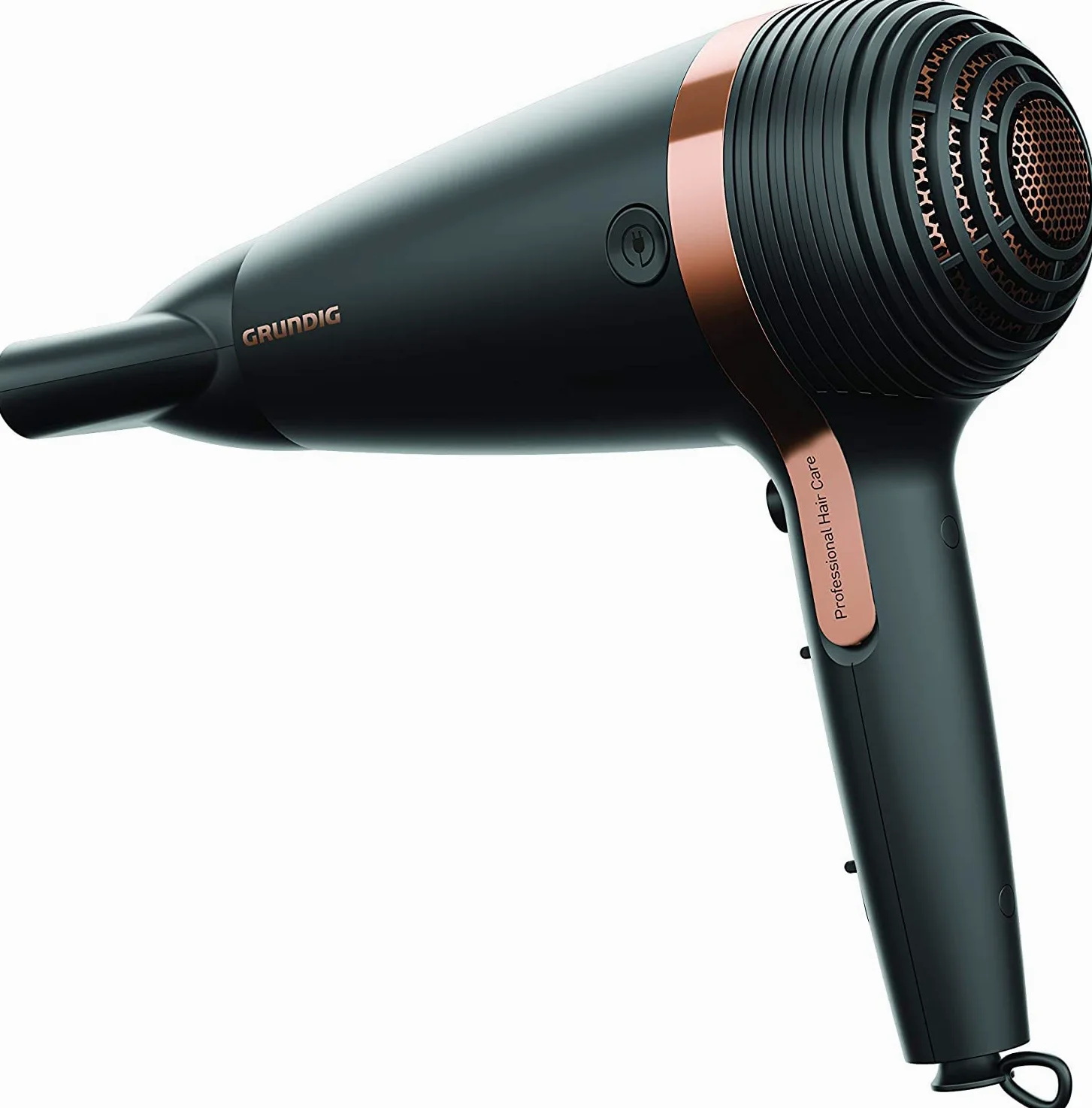 GRUNDIG Naturashine HD 7081 suszarka do włosów z funkcją joniki, ceramiczna ochrona, dysza do stylizacji Cool Touch, 2100 W, 3 poziomy temperatury i 2 poziomy przepływu powietrza, poziom zimna,