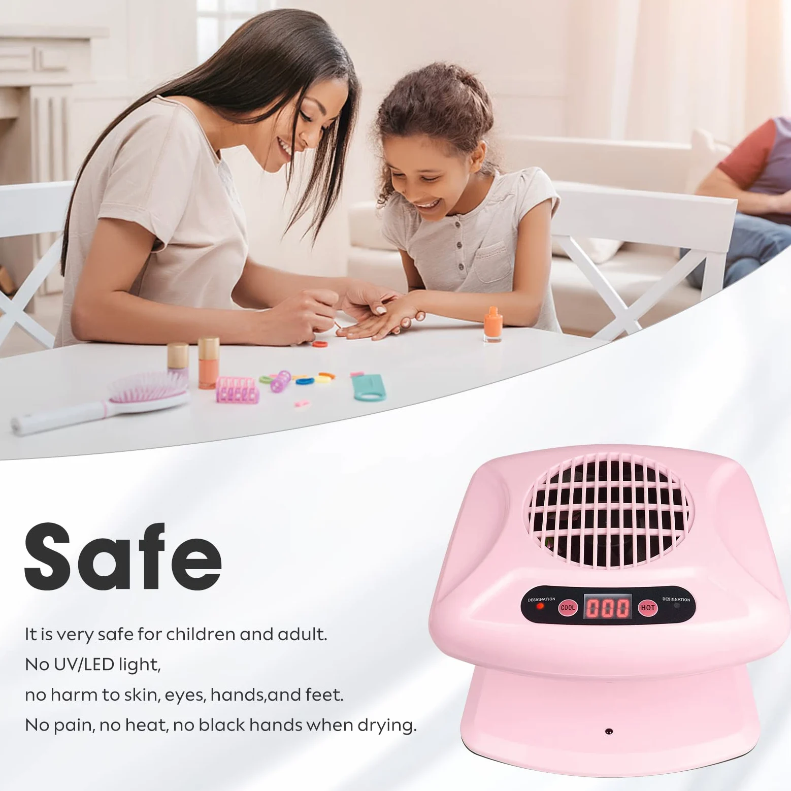 Air Nail Dryer suszarka do paznokci z automatycznym czujnikiem, 300 W timing Air Nail Fan suszarka do włosów dla obu dłoni i stóp, ciepła i chłodna suszarka do normalnego lakieru do paznokci, do domu i salonu