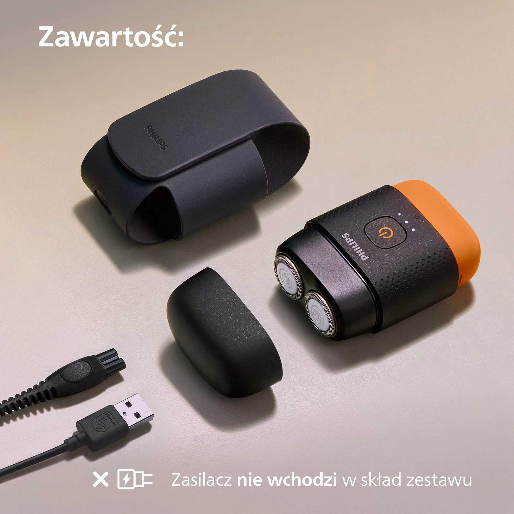 Philips Shaver 500 — kompaktowa golarka elektryczna, system Lift & Cut, ostrza SteelPrecision, głowice 3D Floating, golenie mokro i sucho, etui podróżne, blokada podróżna, magnetyczna nasadka, S595/05
