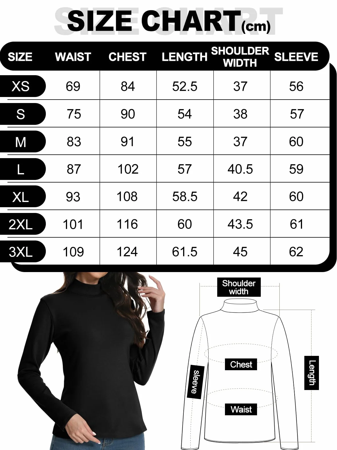 EBANKU Termoaktywne topy dla kobiet z długimi rękawami, ściśle przylegające do ciała, proste t-shirty, streczowe