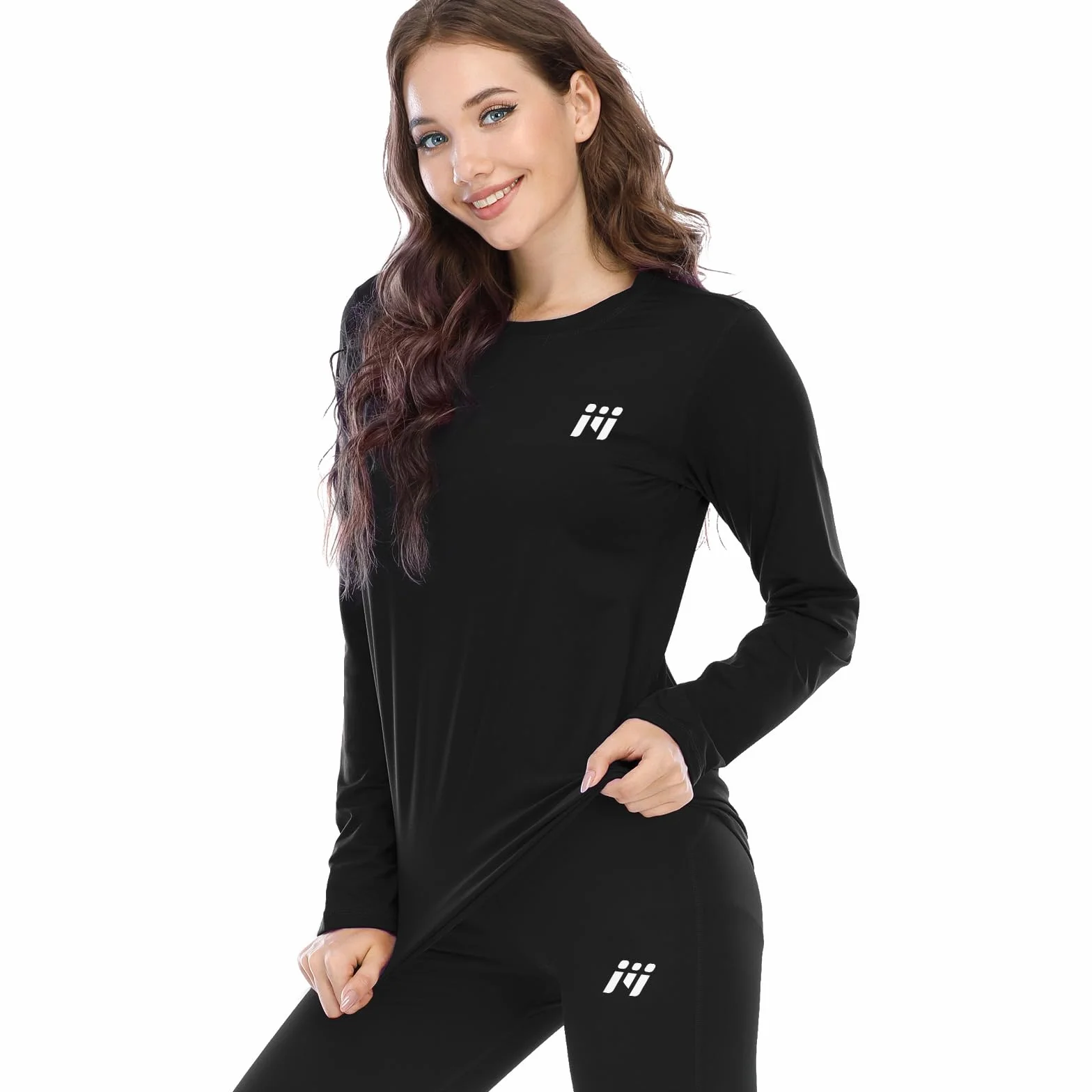 MEETWEE Damska koszulka termiczna z długim rękawem Koszulka Kompresja bielizna Sport T-Shirt Baselayer Racing Jazda Na Rowerze Fitness