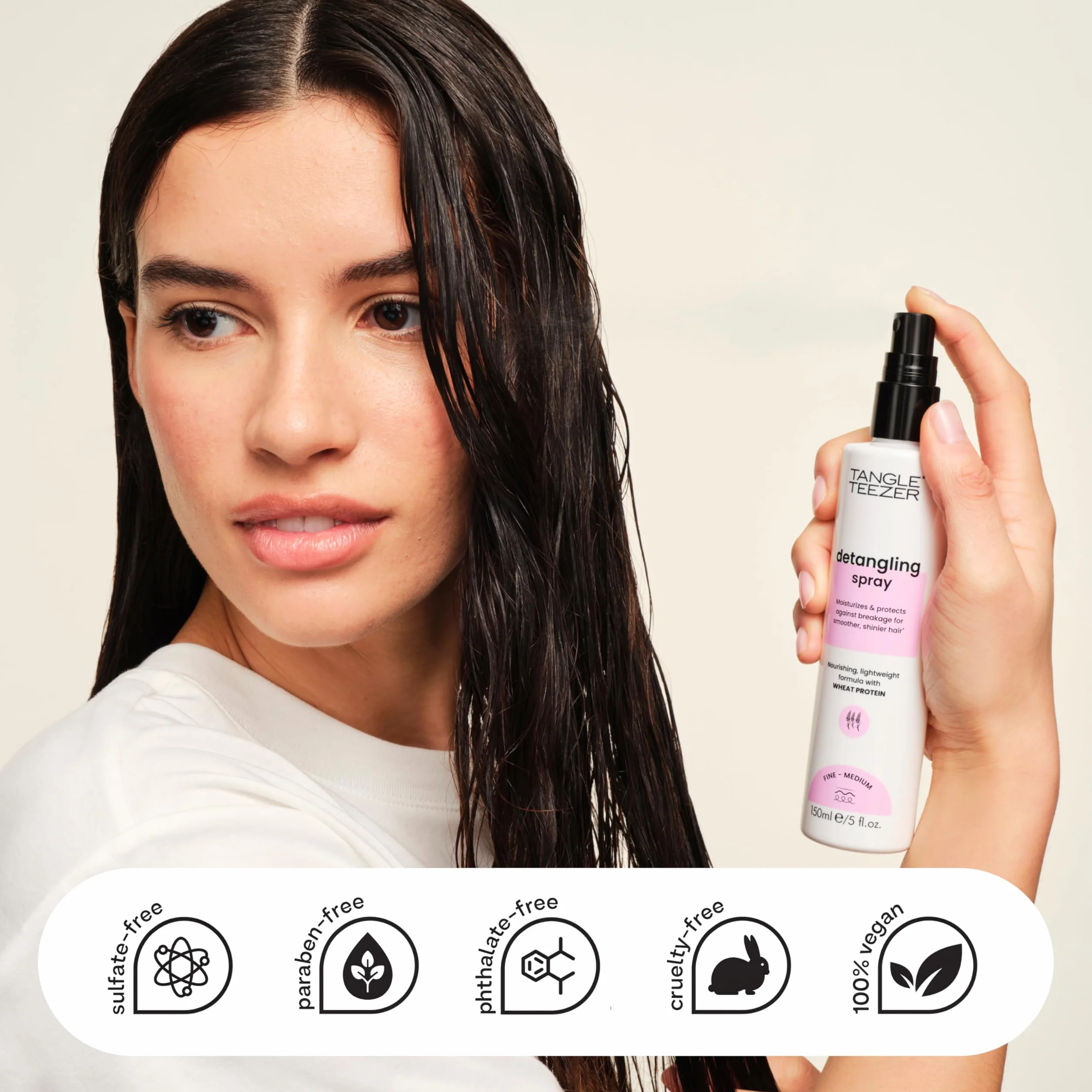 Tangle Teezer Detangling Spray do włosów delikatnych i średnich - Nawilża, odżywia, wzmacnia - Wegański i nie testowany na zwierzętach produkt umożliwiający delikatne i szybkie rozczesywanie