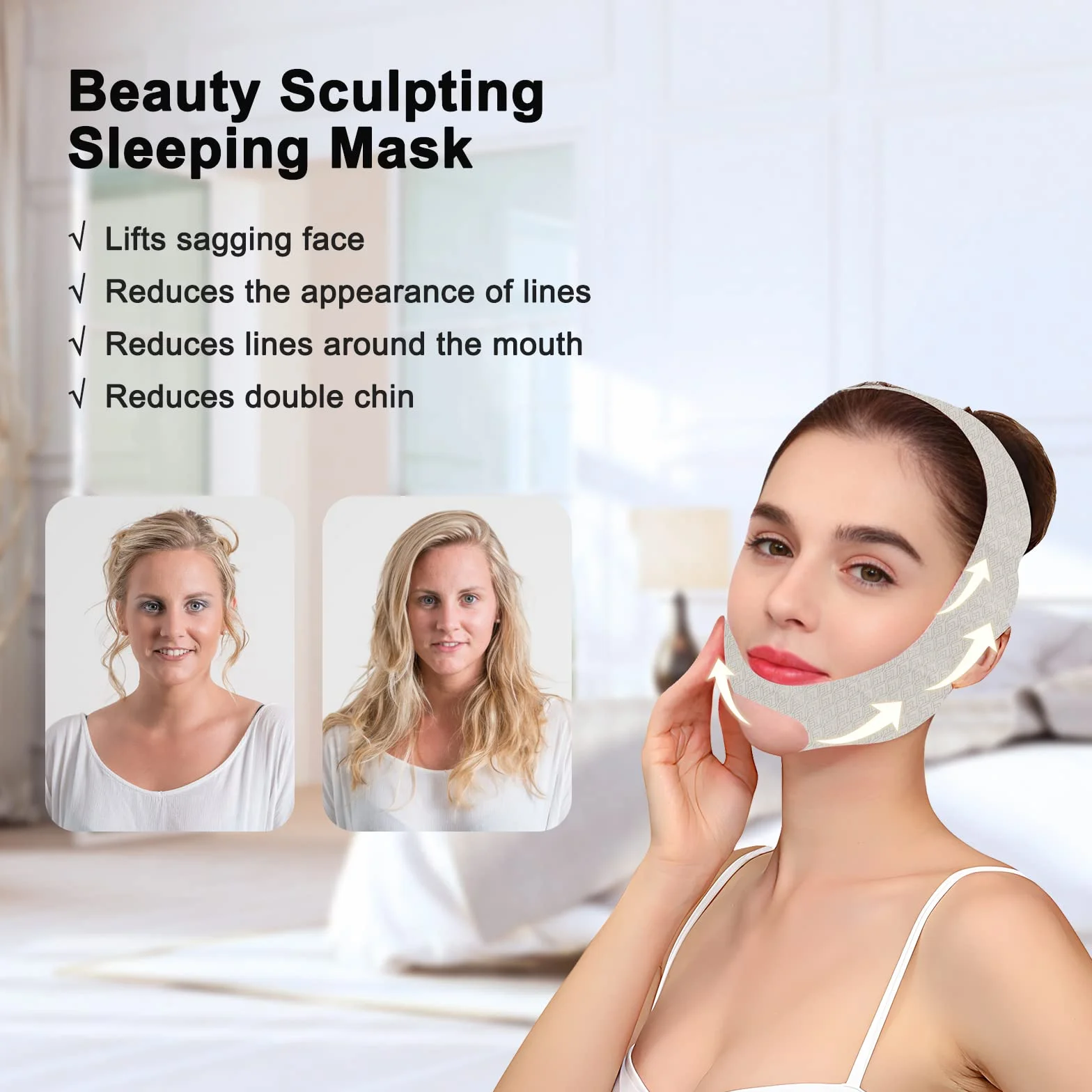 TNSLAND Beauty Face Sculpting Sleep Mask, V Shape Face V Line Shaping Face Face Mask, podwójny podbródek, redukcja podwójnego podbródka, liftingujący pasek na twarz, wygładzająca maseczka na podbródek