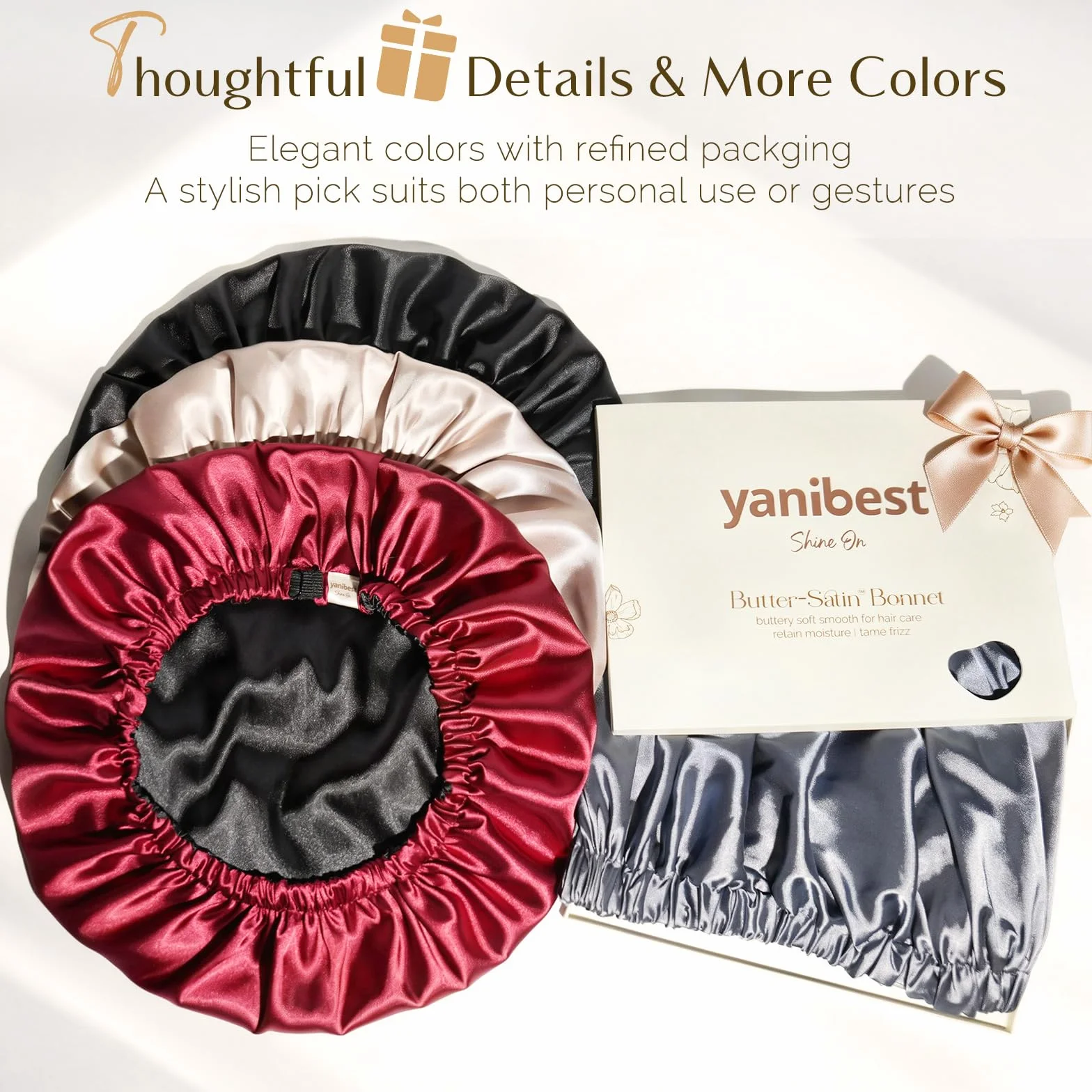 YANIBEST Satin Bonnet for Sleeping, Hair Bonnets for Women and Men, Double Layer Ajustable Silky Bonnet for Curly Braids Hair